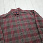 2000s Van Huesen Red/Grey Plaid Flannel Button Down Shirt Size XXL