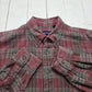 2000s Van Huesen Red/Grey Plaid Flannel Button Down Shirt Size XXL