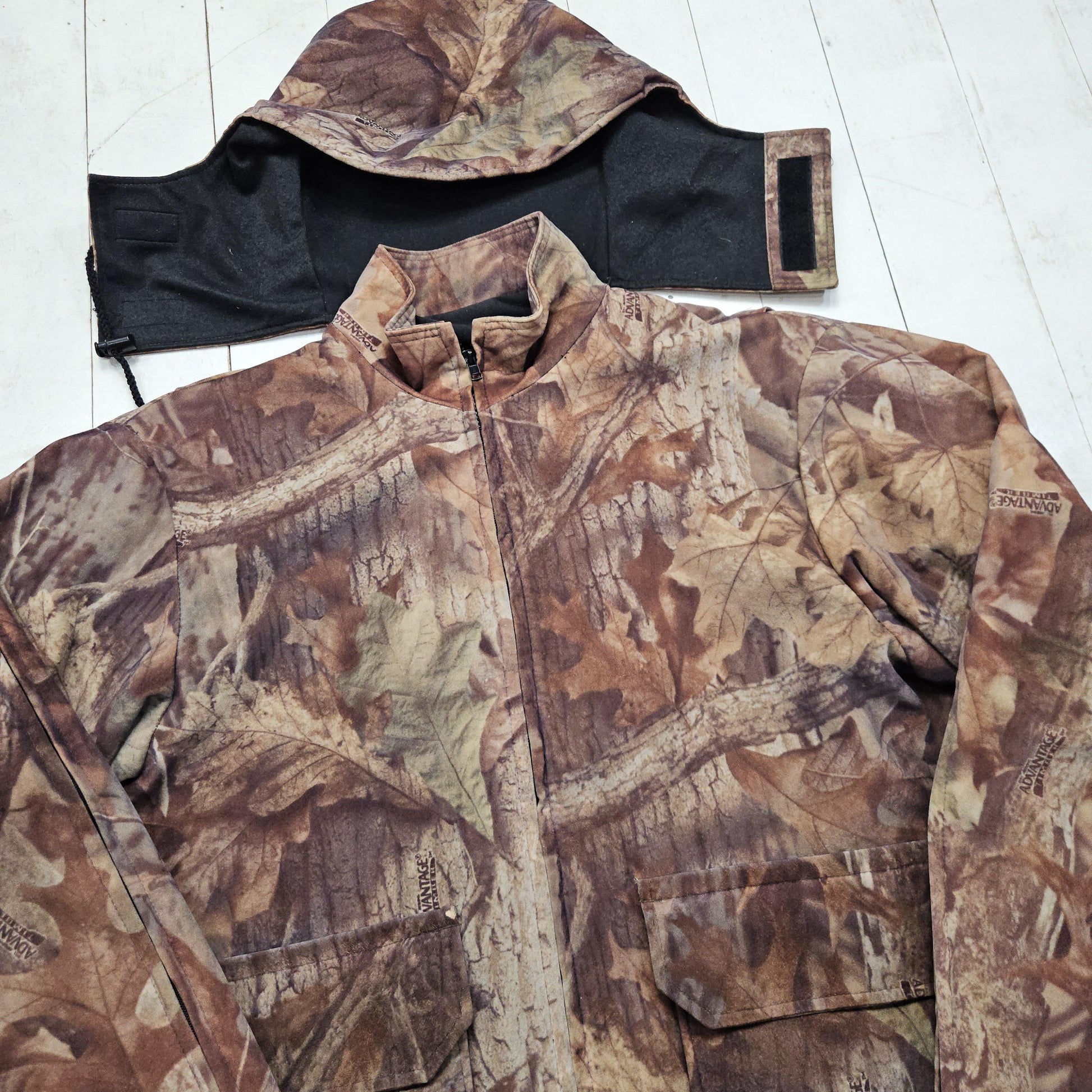 2000s 10X Shikari Cloth Advantage Timber Camo Hunting Jacket with Detachable Hood Made in USA Size M/L