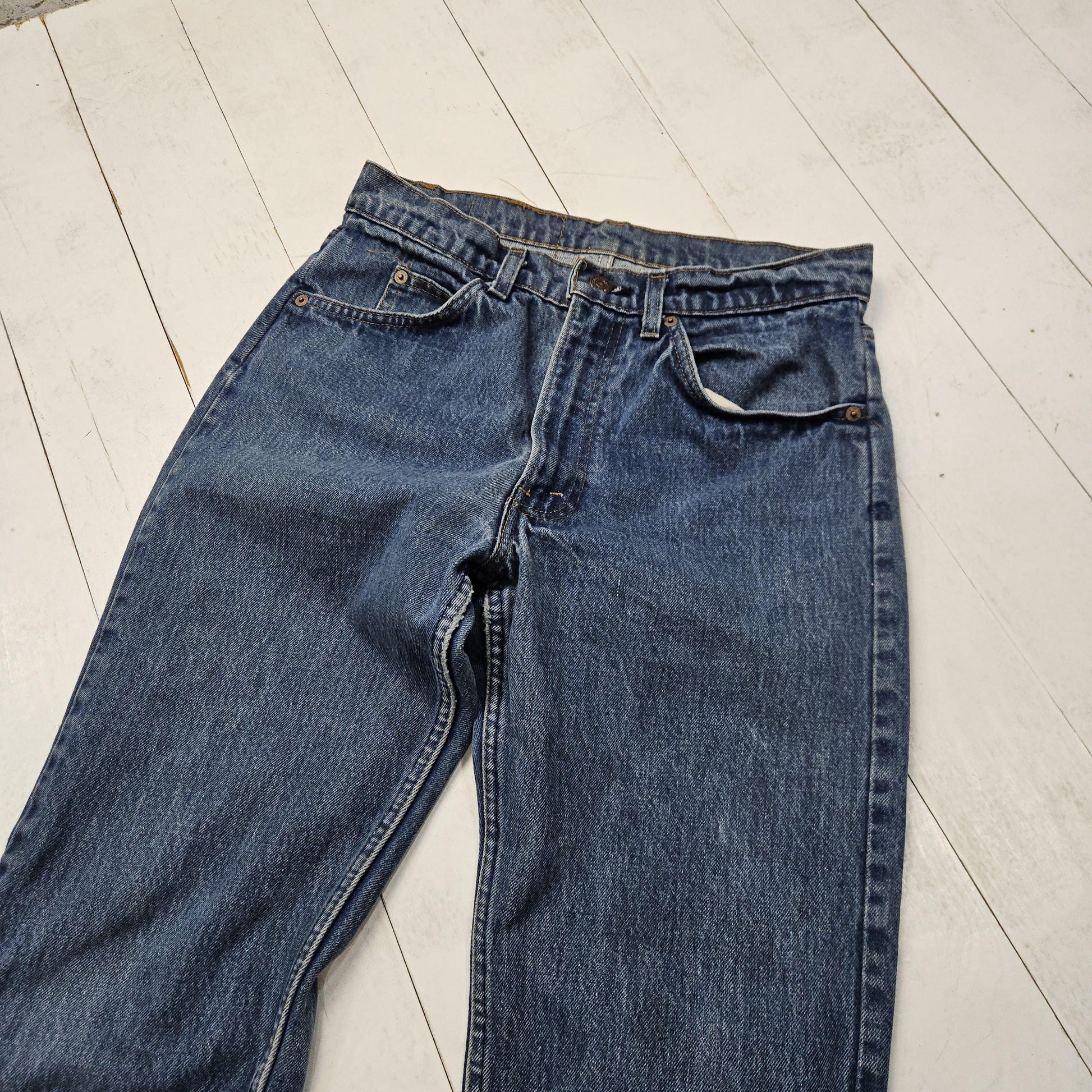 1980s Levi's Orange Tab 505 Blue Denim Jeans Made in USA Size 30x32.5