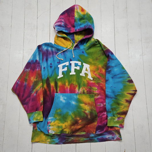 2000s Y2K MV Sport Pro Weave Tie Dye FFA Reverse Weave Style Hoodie Sweatshirt Size XL