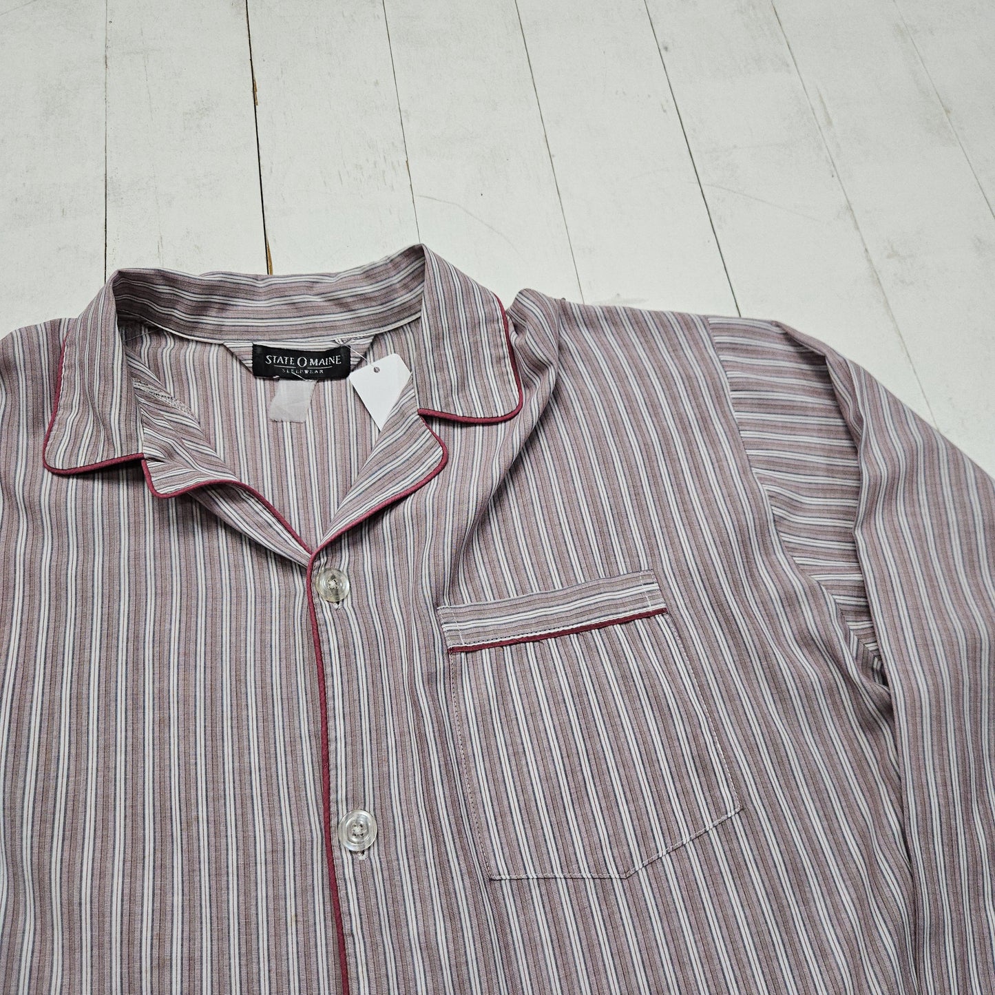 1980s/1990s State O Maine Striped Button Up Sleep Shirt Size XXL