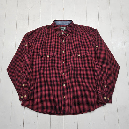 2000s Y2K Woolrich Red/Black Gingham Print Button Down Shirt Size XL