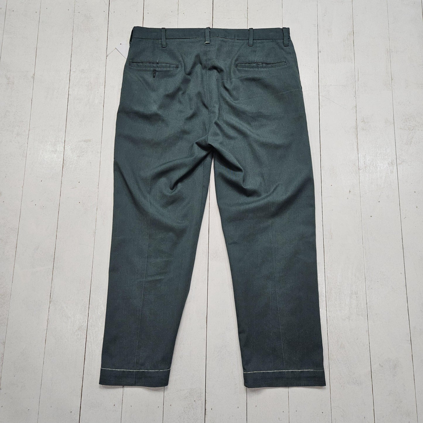 1970s Green Permanent Twill Work Pants Size 35x27