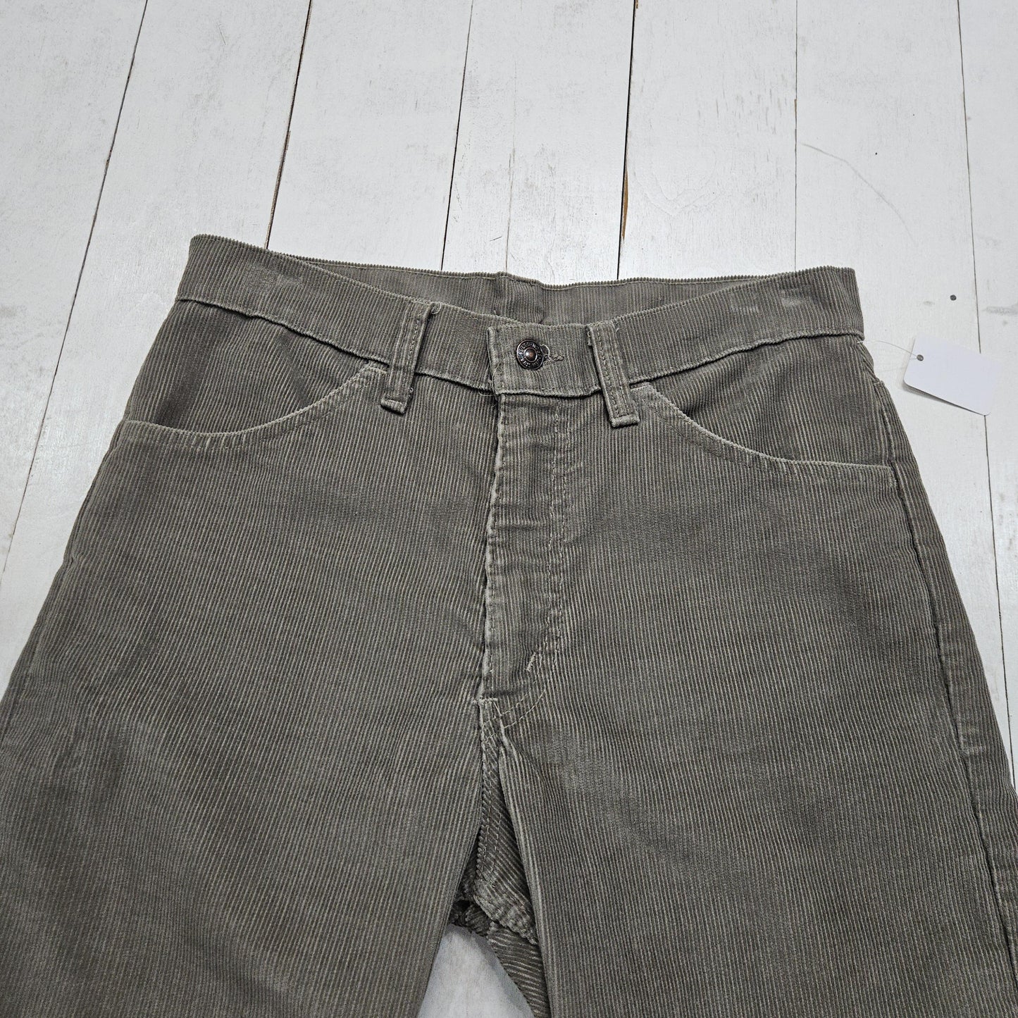 1980s Levi's 519 Light Grey Corduroy Pants Made in USA Size 30x29