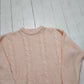 1990s/2000s Y2K Curiosity's Cat Pink Acrylic Cable Knit Sweater Size M