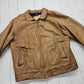 1990s St Johns Bay Brown Flannel Lined Leather Bomber Style Jacket Size L/XL