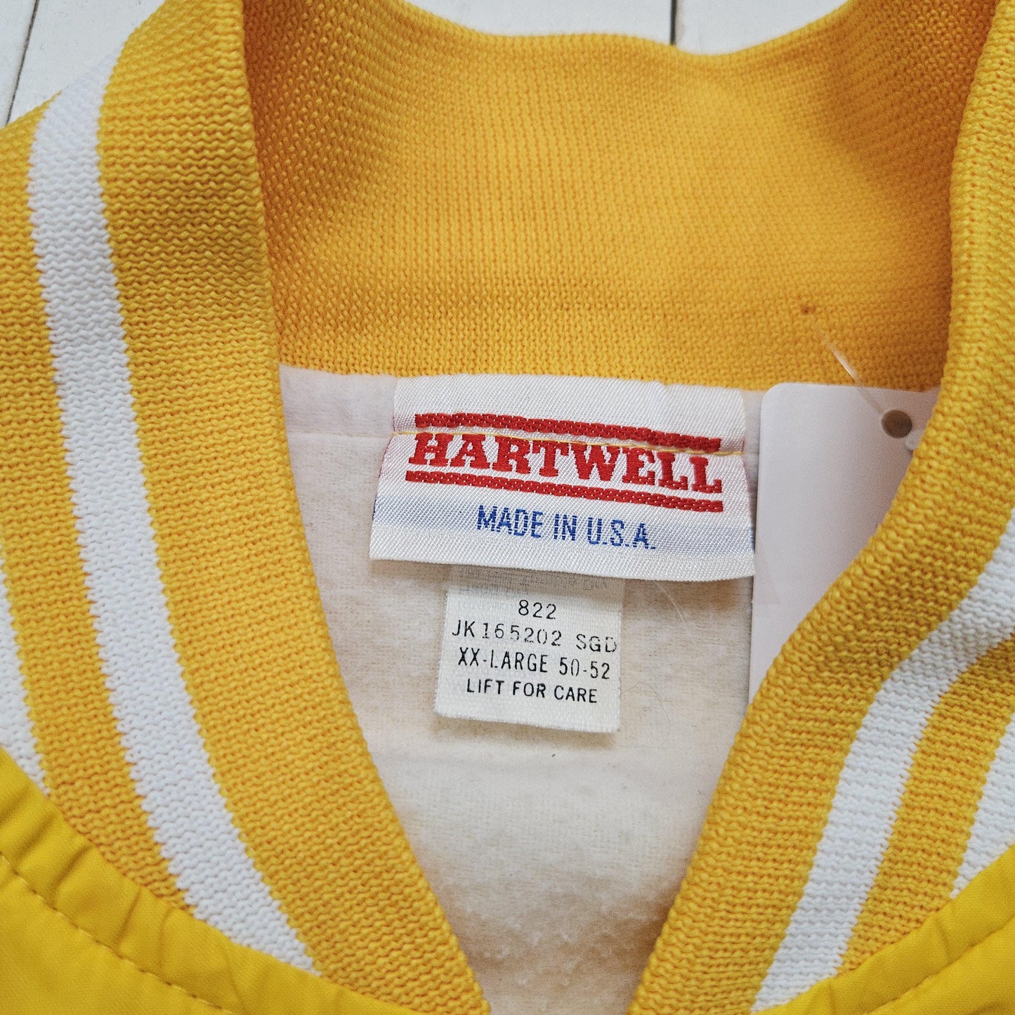 1980s/1990s Hartwell Williams Grove Old Timers Yellow Bomber Jacket Made in USA Size XL