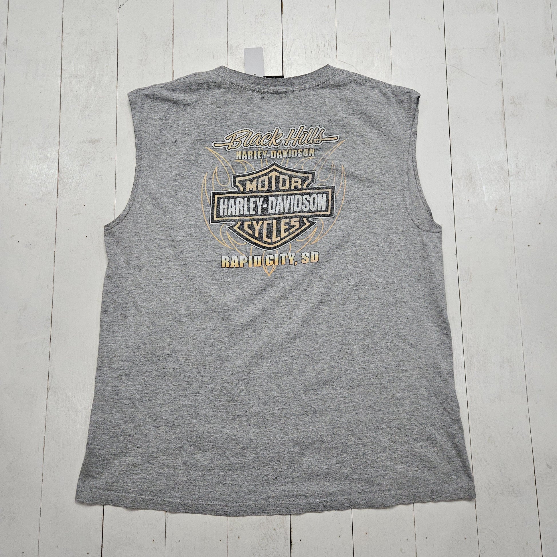 2000s Y2K Harley-Davidson Grey Rapid City South Dakota Motorcycle Tank Top T-Shirt Size XL