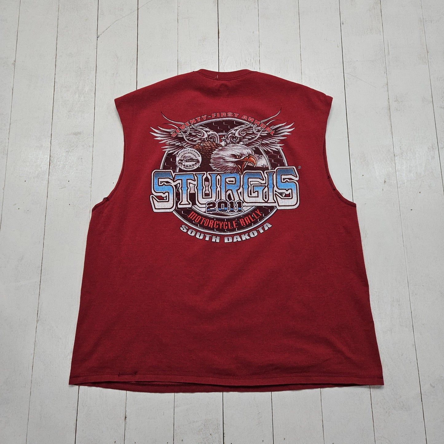 2010s 2011 Red Sturgis South Dakota Motorcycle Rally Tank Top T-Shirt Size XL