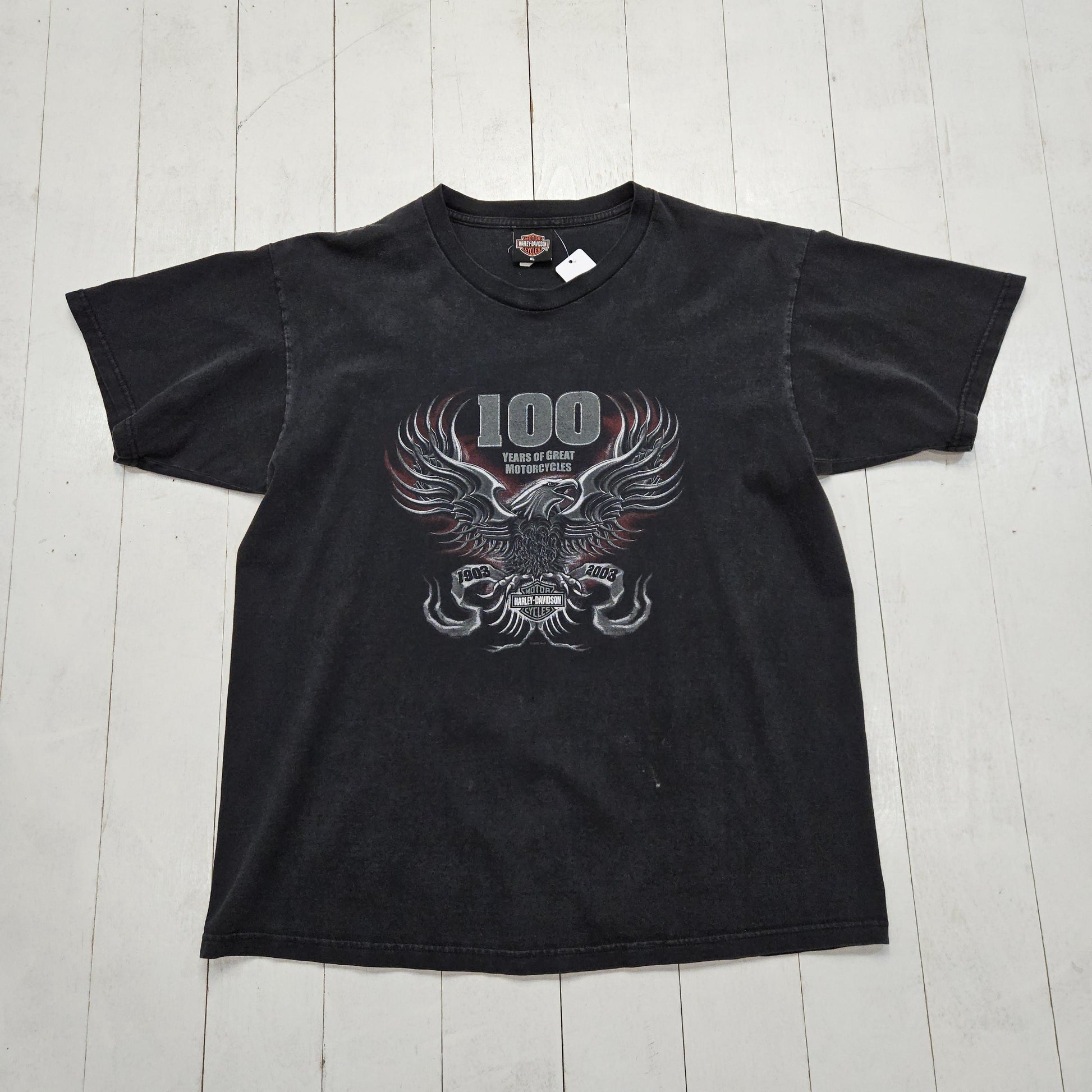 2000s 2003 Y2K Black Harley-Davidson Coralville Iowa Motorcycle T-Shirt Made in USA Size L/XL