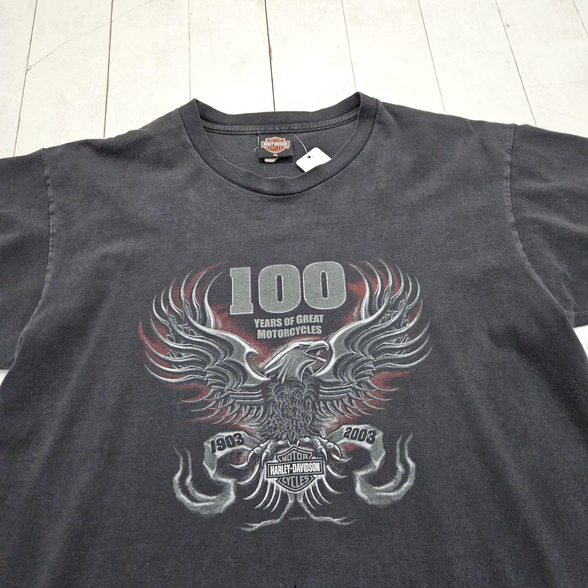 2000s 2003 Y2K Black Harley-Davidson Coralville Iowa Motorcycle T-Shirt Made in USA Size L/XL