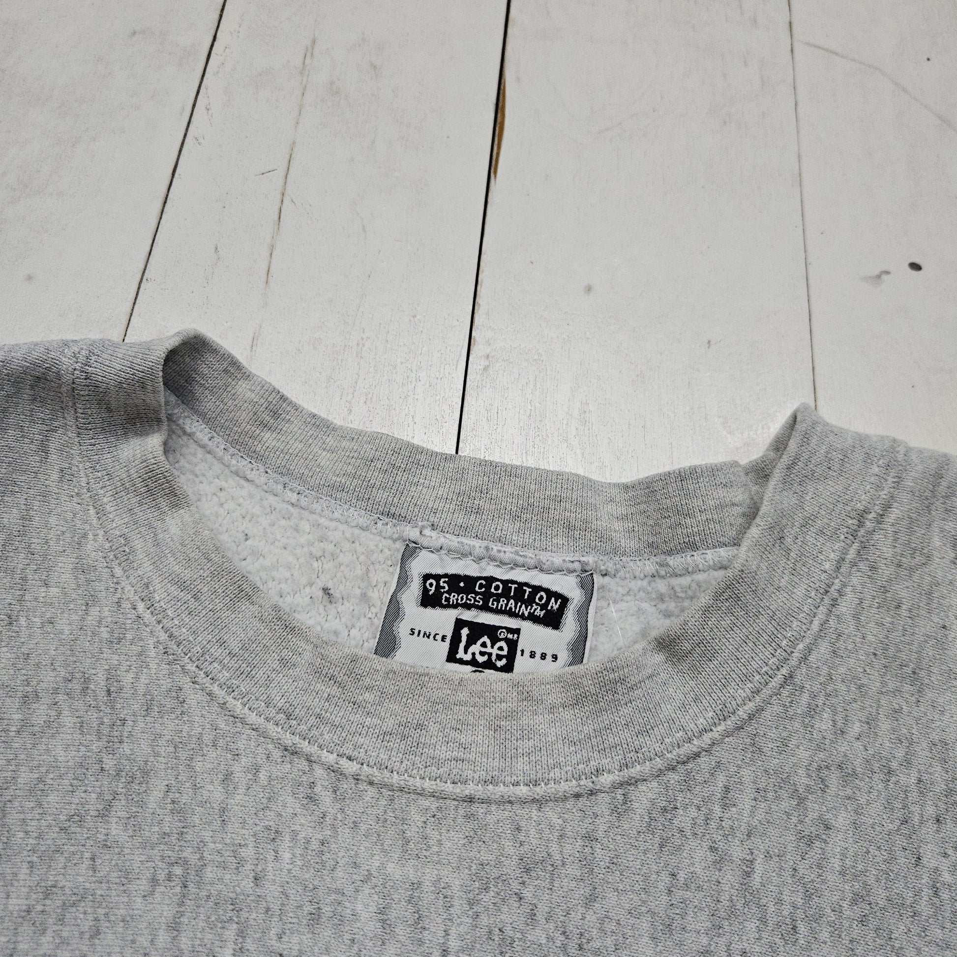 1990s Lee Cross Grain Grey Samuel Adams Just Brew It Beer Promotional Reverse Weave Style Sweatshirt Made in USA Size L