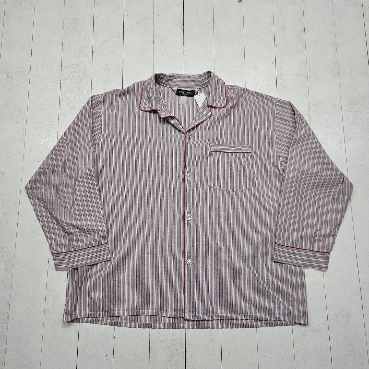 1980s/1990s State O Maine Striped Button Up Sleep Shirt Size XXL