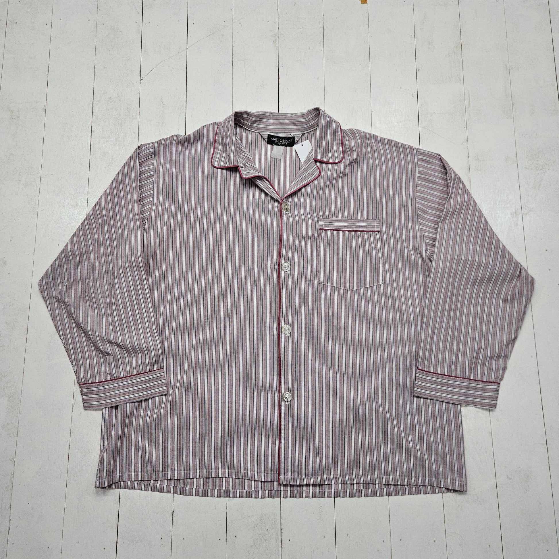 1980s/1990s State O Maine Striped Button Up Sleep Shirt Size XXL