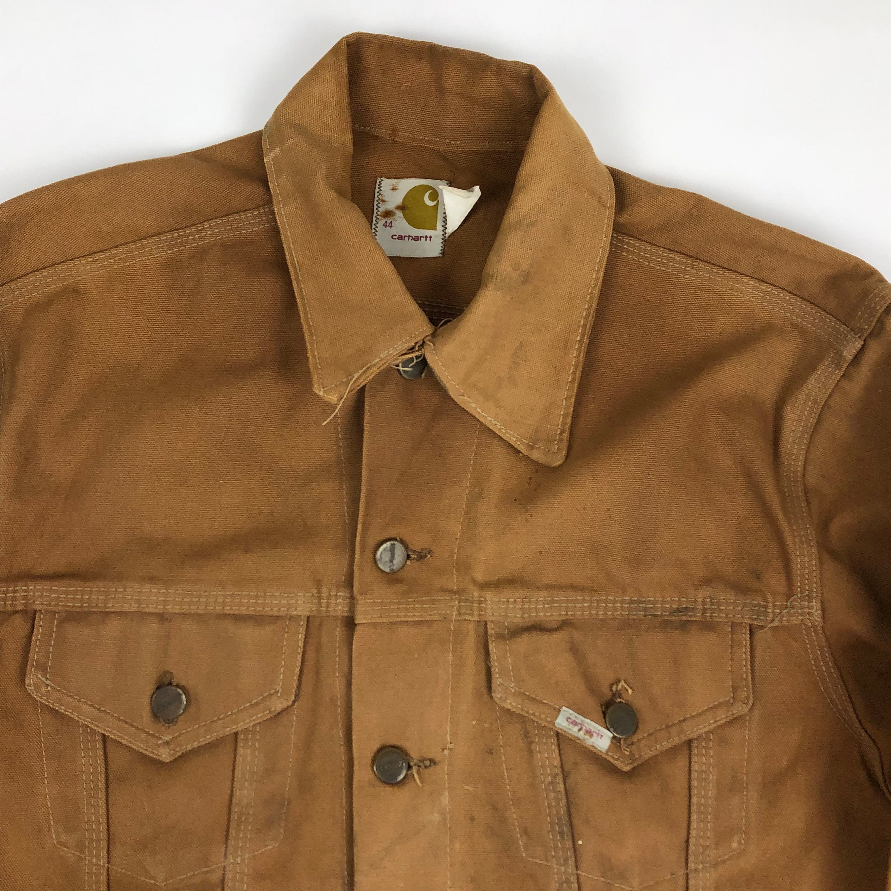 1970s Carhartt Type 3 Style 2 Pocket Trucker Jacket Made in USA Size M/L