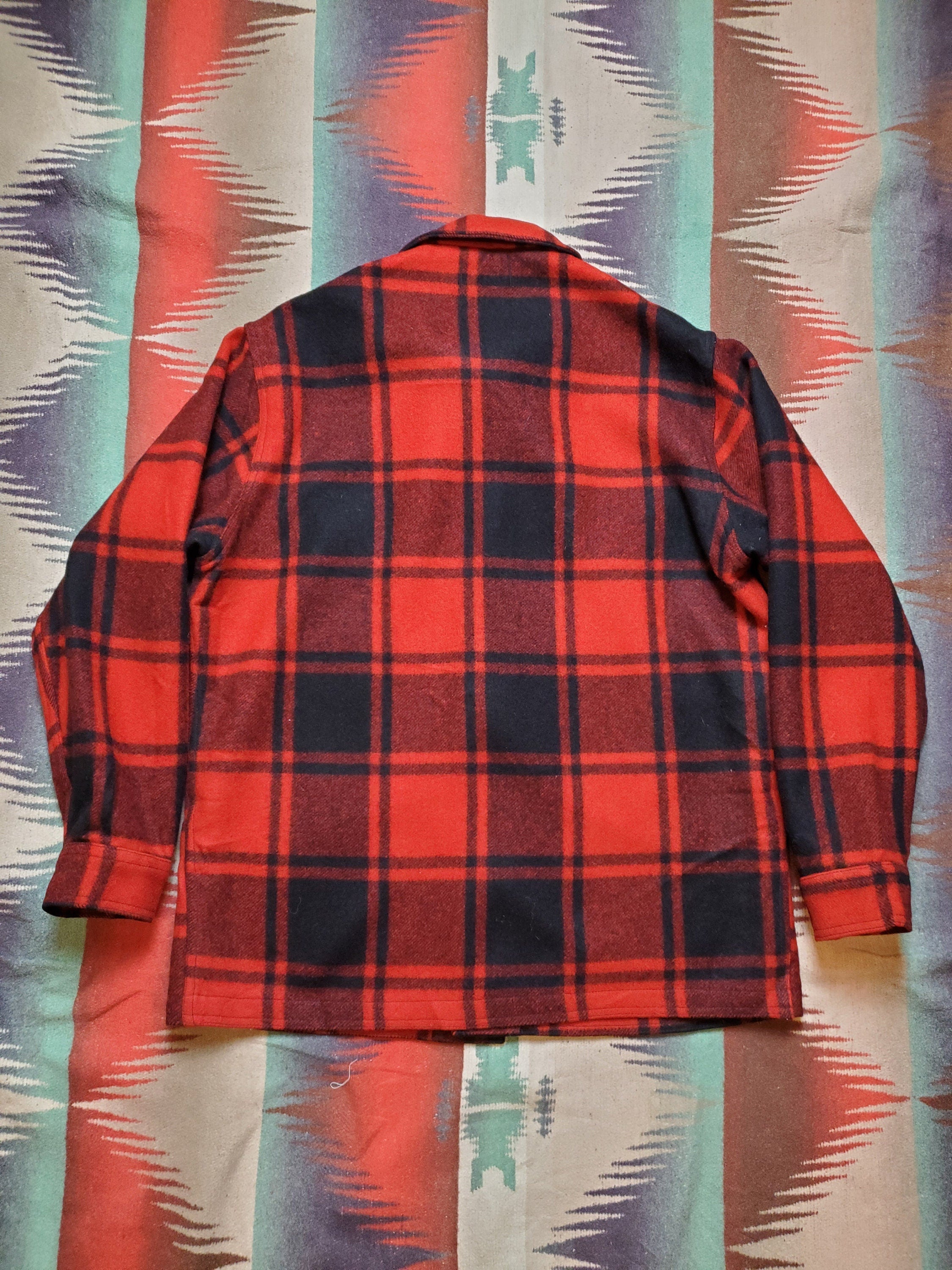 1970s Pendleton Buffalo Plaid Wool Mackinaw Jacket Made in USA