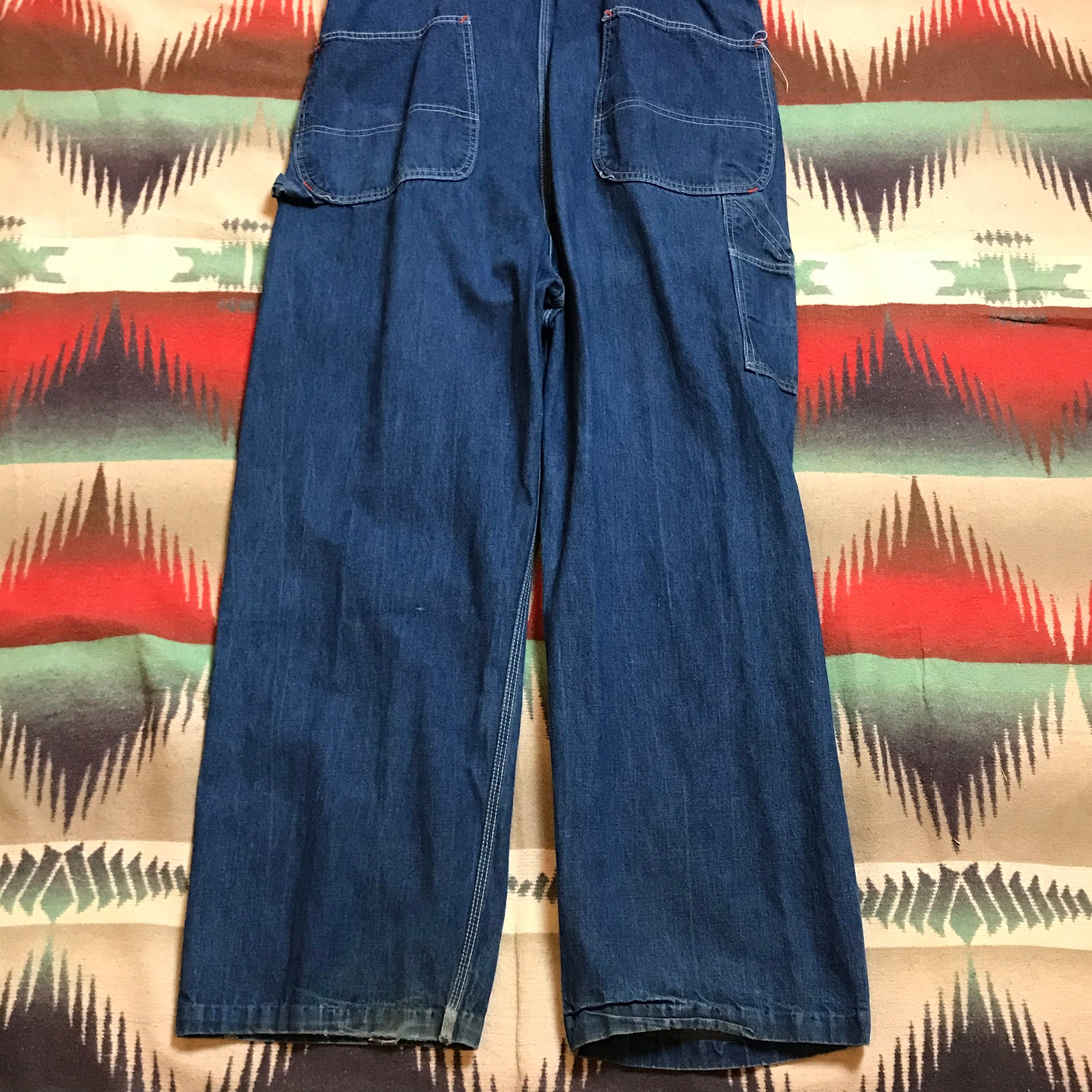 1960s Penneys Big Mac Sanforized Square Bak Denim Overalls Size 38x28.5