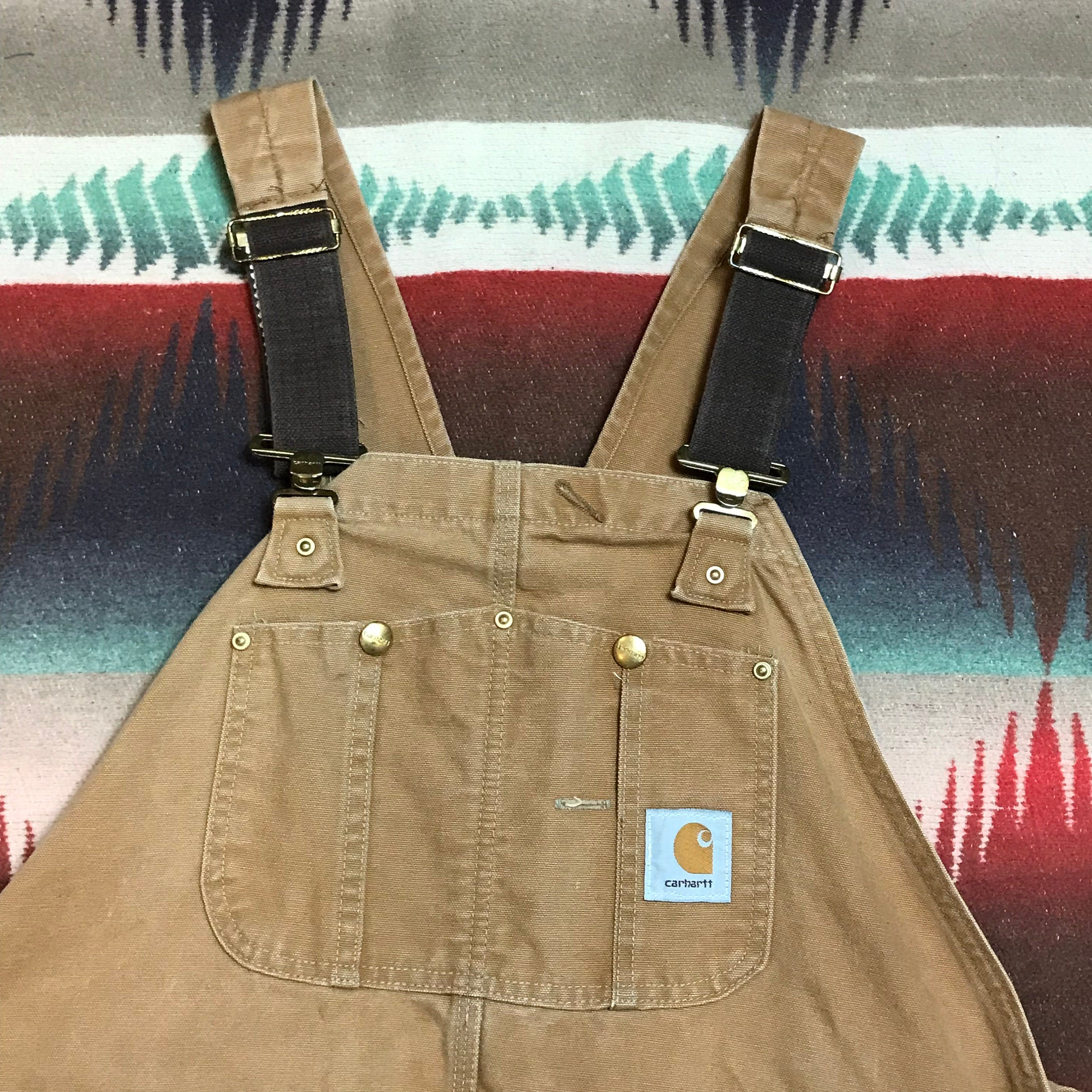 1990s Tan Carhartt Double Knee Overalls Made in USA Size 42x26.5