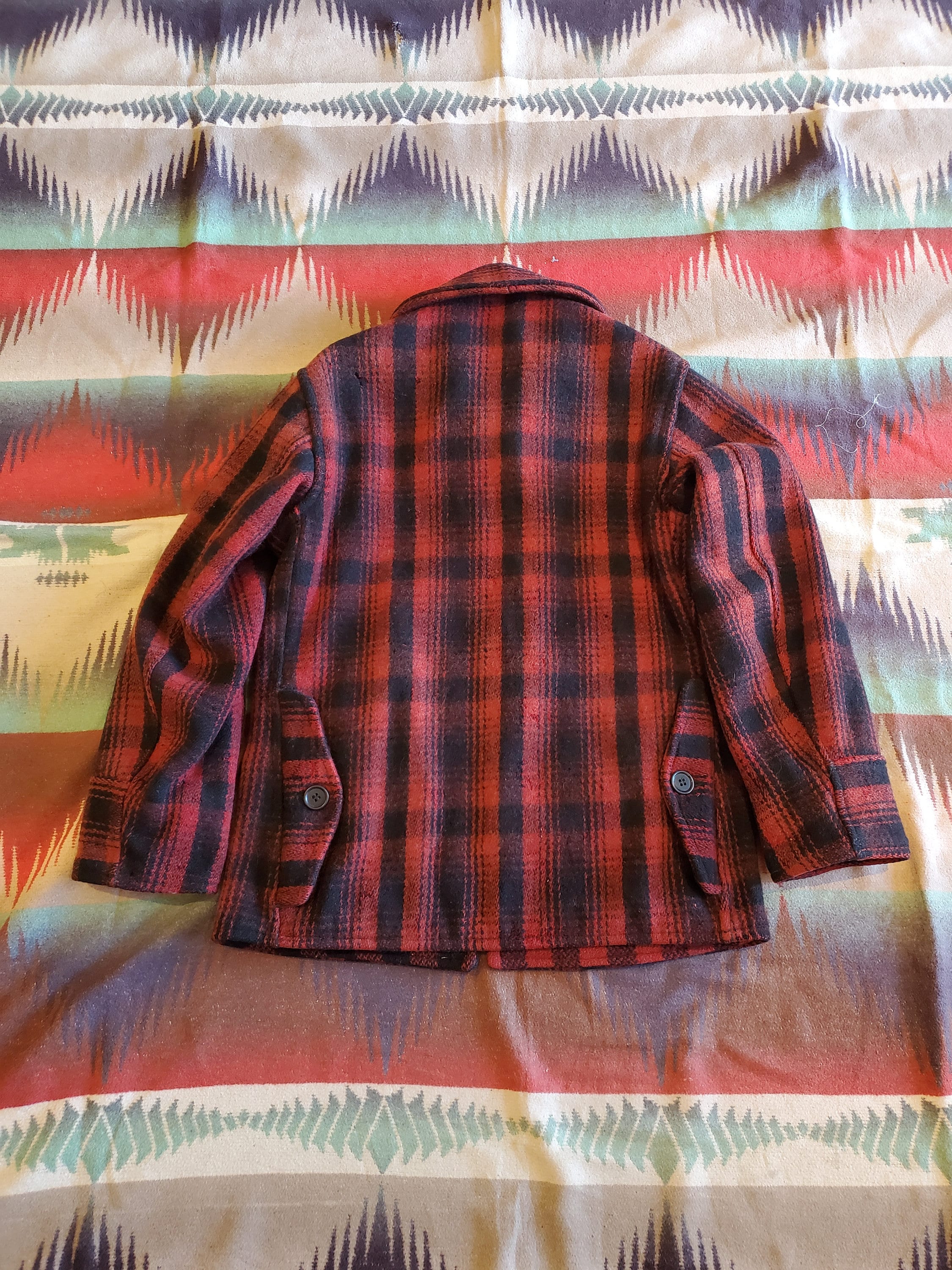 1940s Penney's Sportclad Red Shadow Plaid Wool Hunting Jacket Made