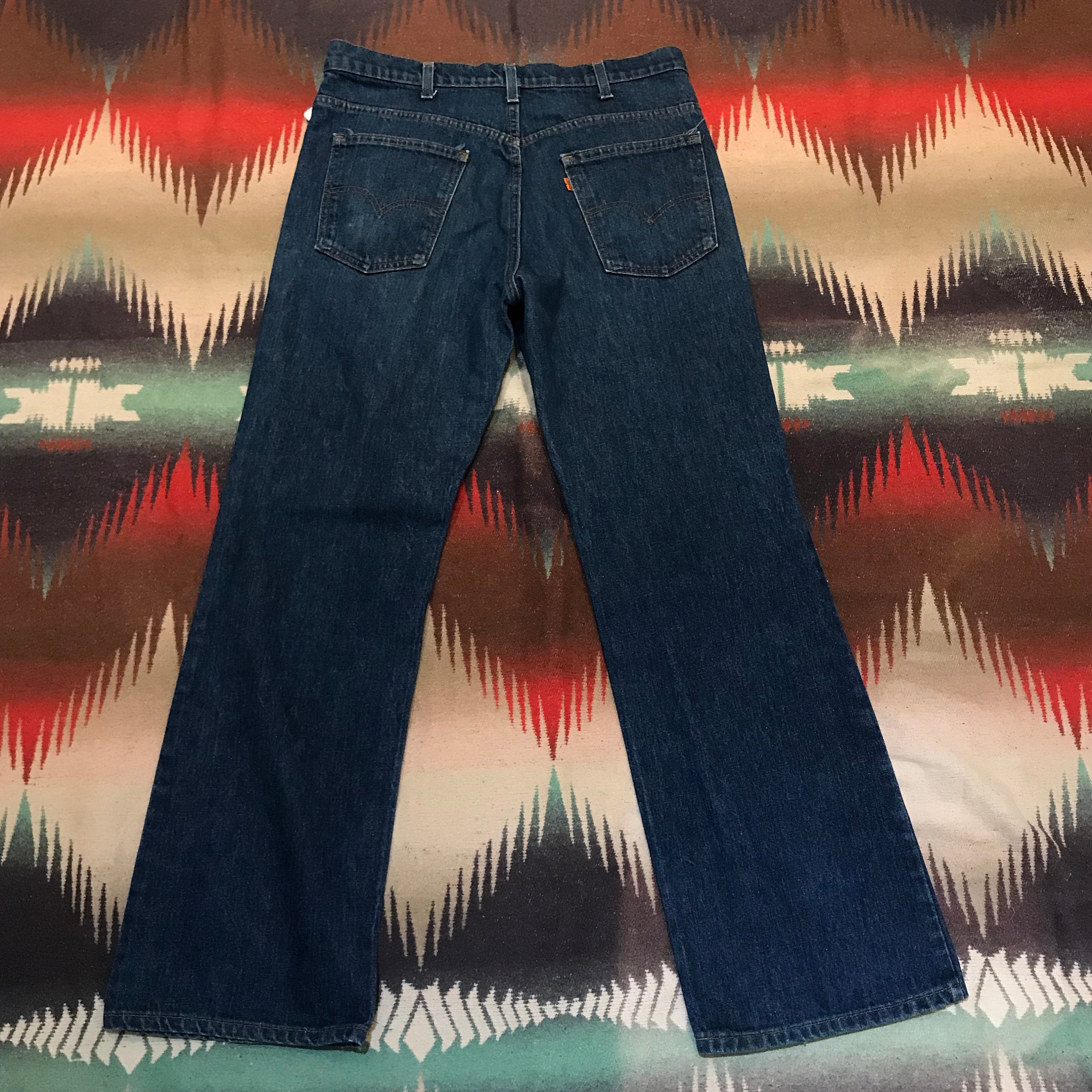 1980s Levi's 517 Dark Blue Denim Jeans Made in USA Size 34x31