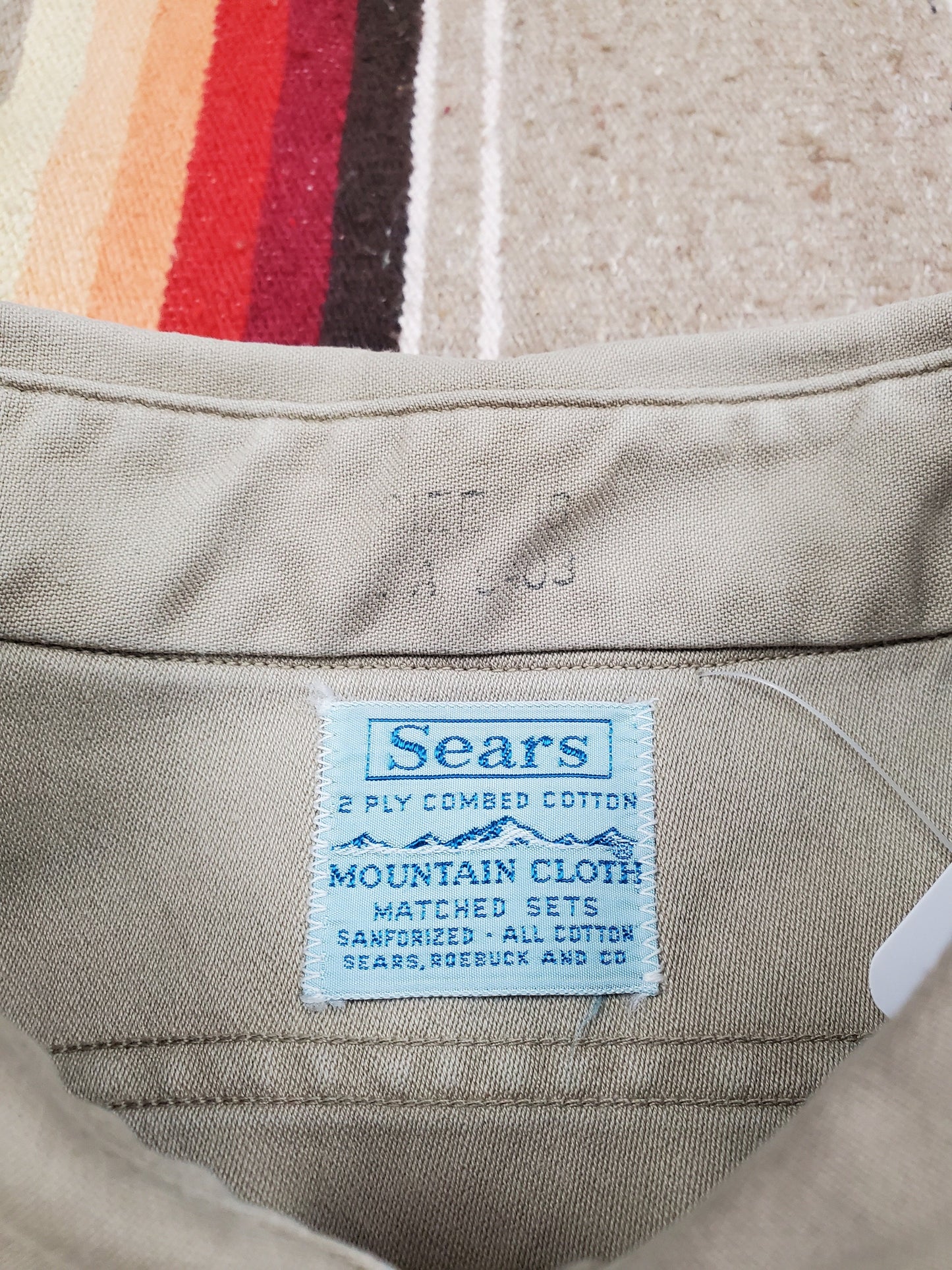 1960s Sears Roebucks Mountain Cloth Shirt Size XL