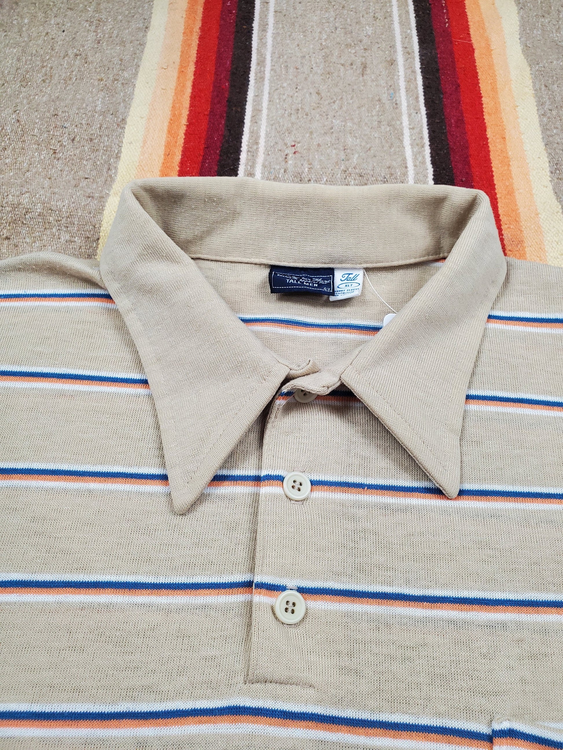 1980s Christopher Hart Striped Polo Shirt Size L