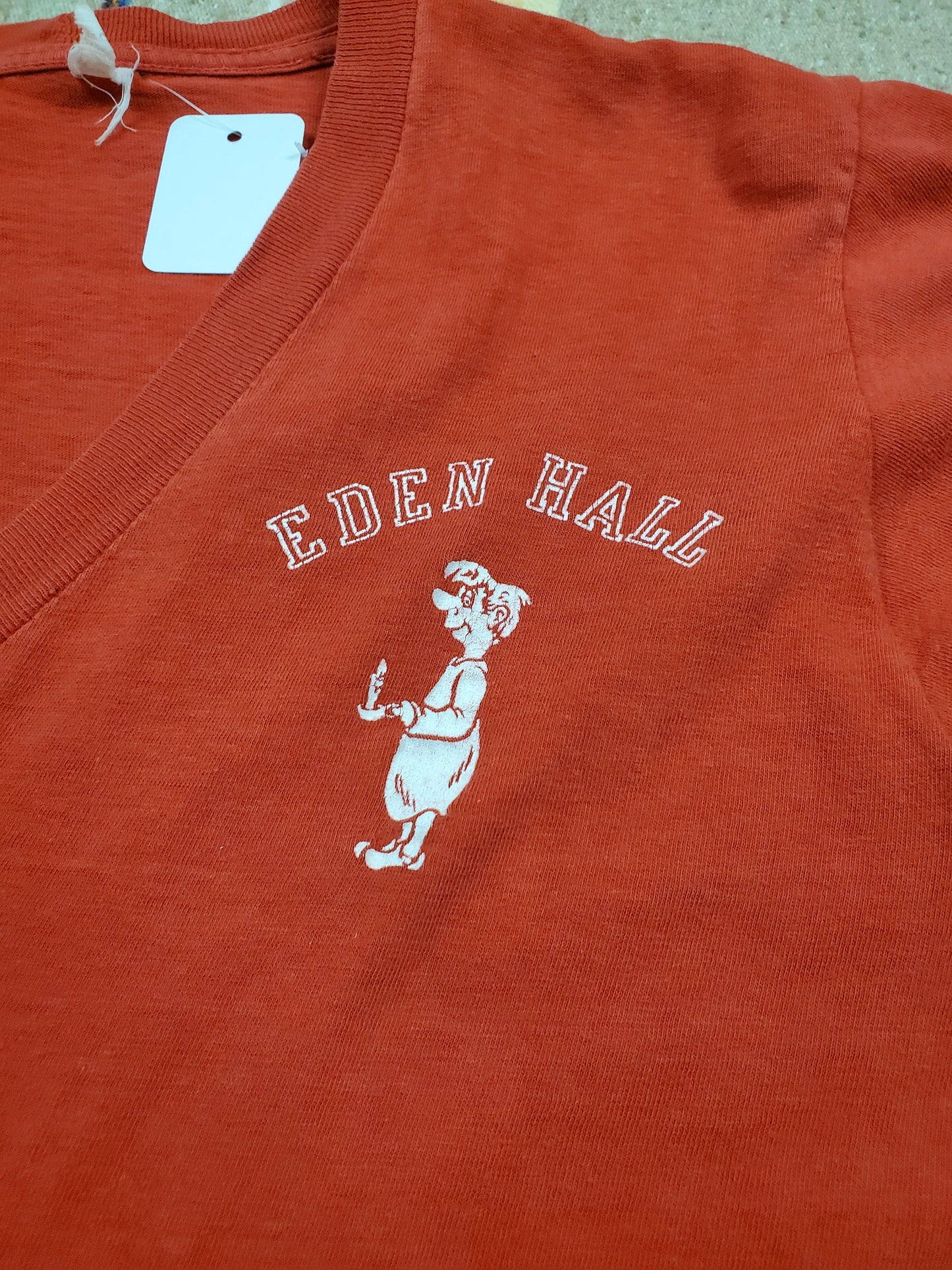 1980s/1990s Cropped Eden Hall V-Neck T-Shirt Size M