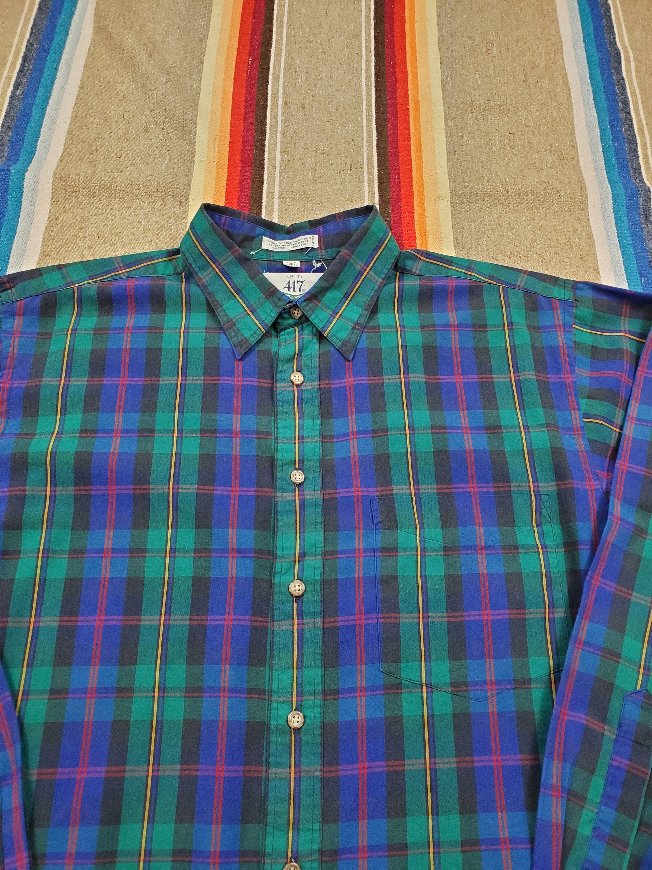 1980s/1990s Van Heusen 417 Single Needle Button Up