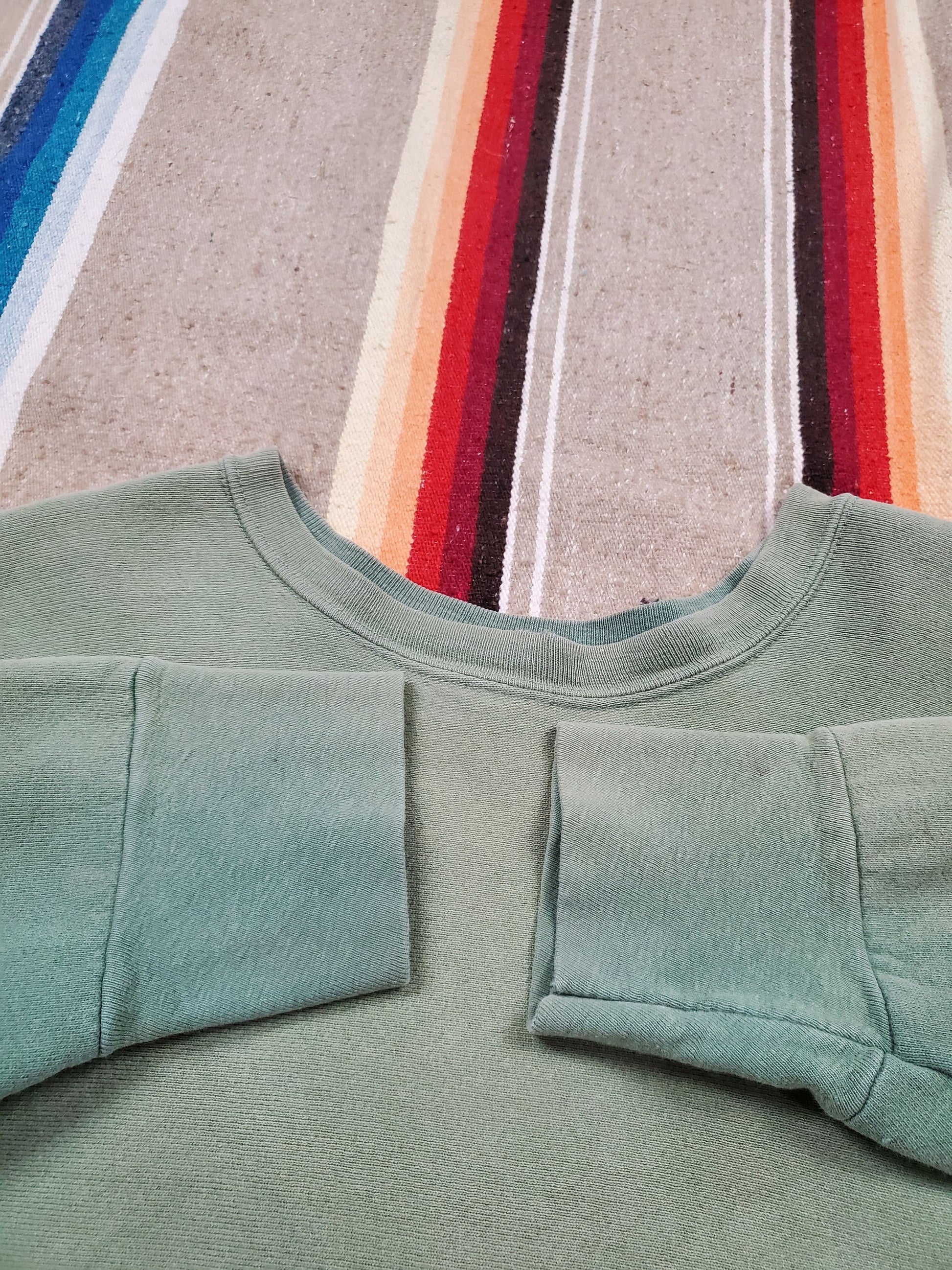 1980s SportClub Faded Green Reverse Weave Style Sweatshirt Made in USA Size L