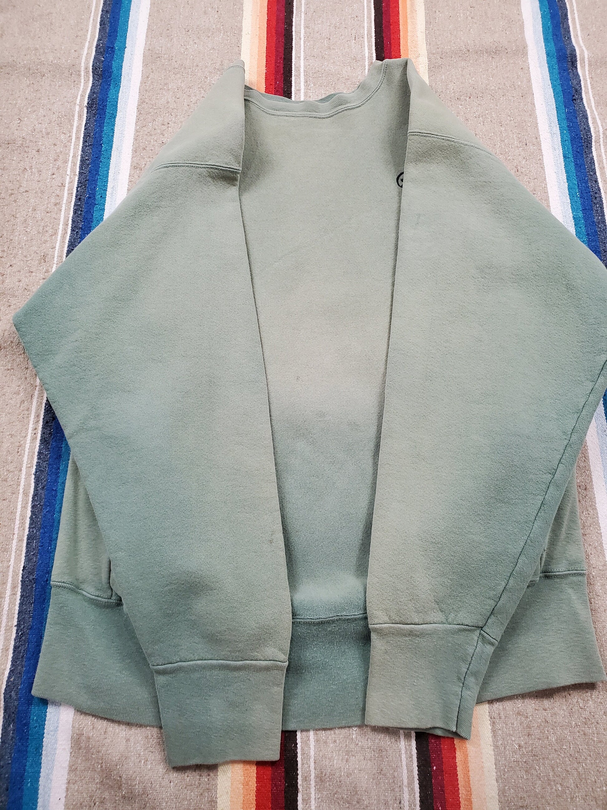 1980s SportClub Faded Green Reverse Weave Style Sweatshirt Made in USA Size L