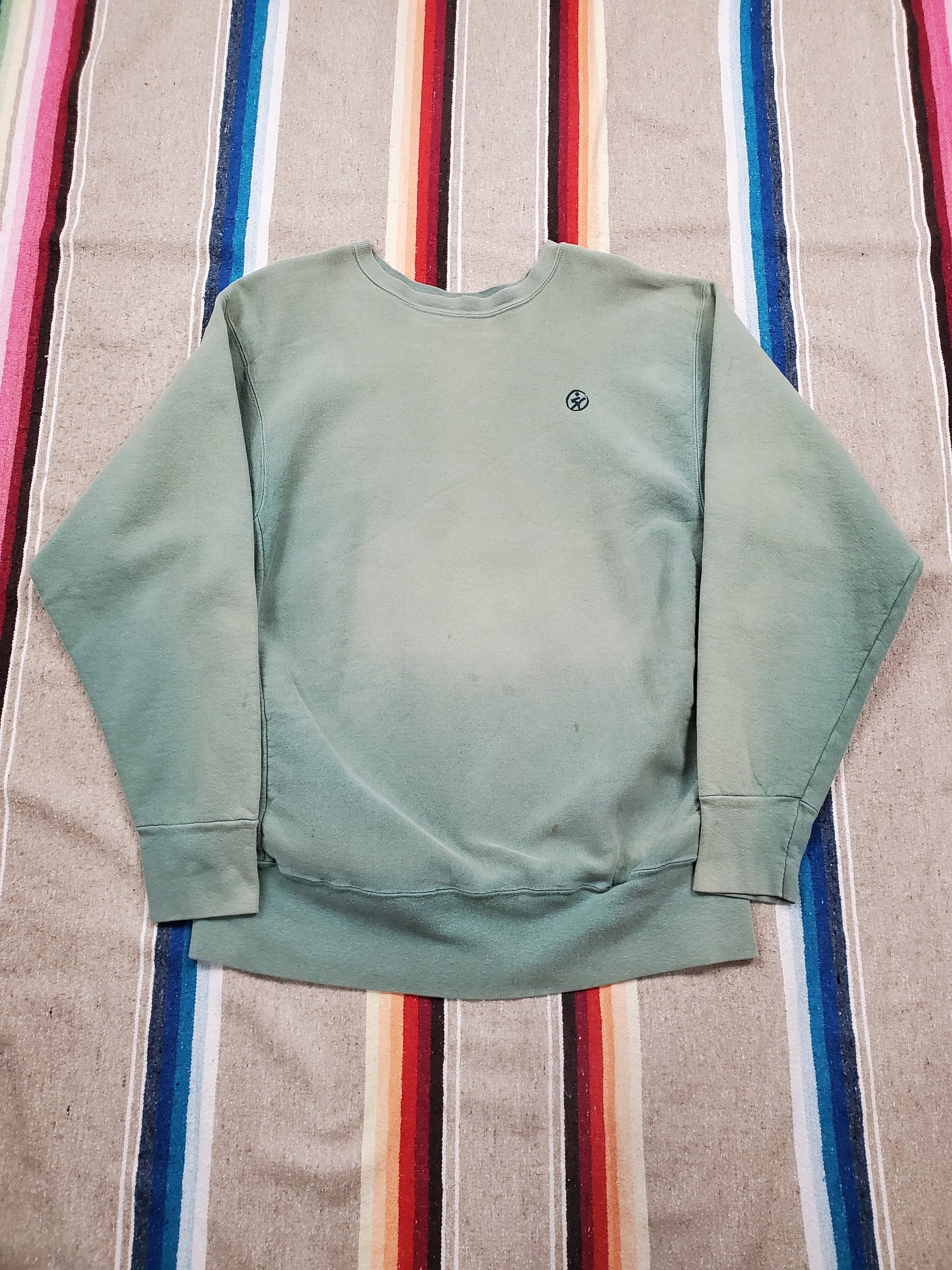 1980s SportClub Faded Green Reverse Weave Style Sweatshirt Made in USA Size L