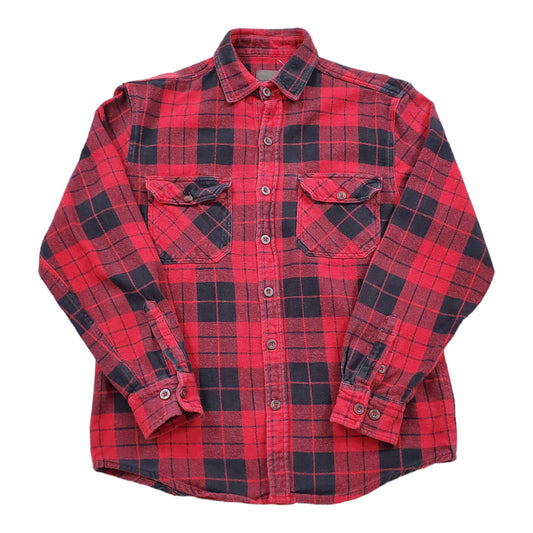 2000s Marino Bay Red Plaid Flannel Shirt Size M
