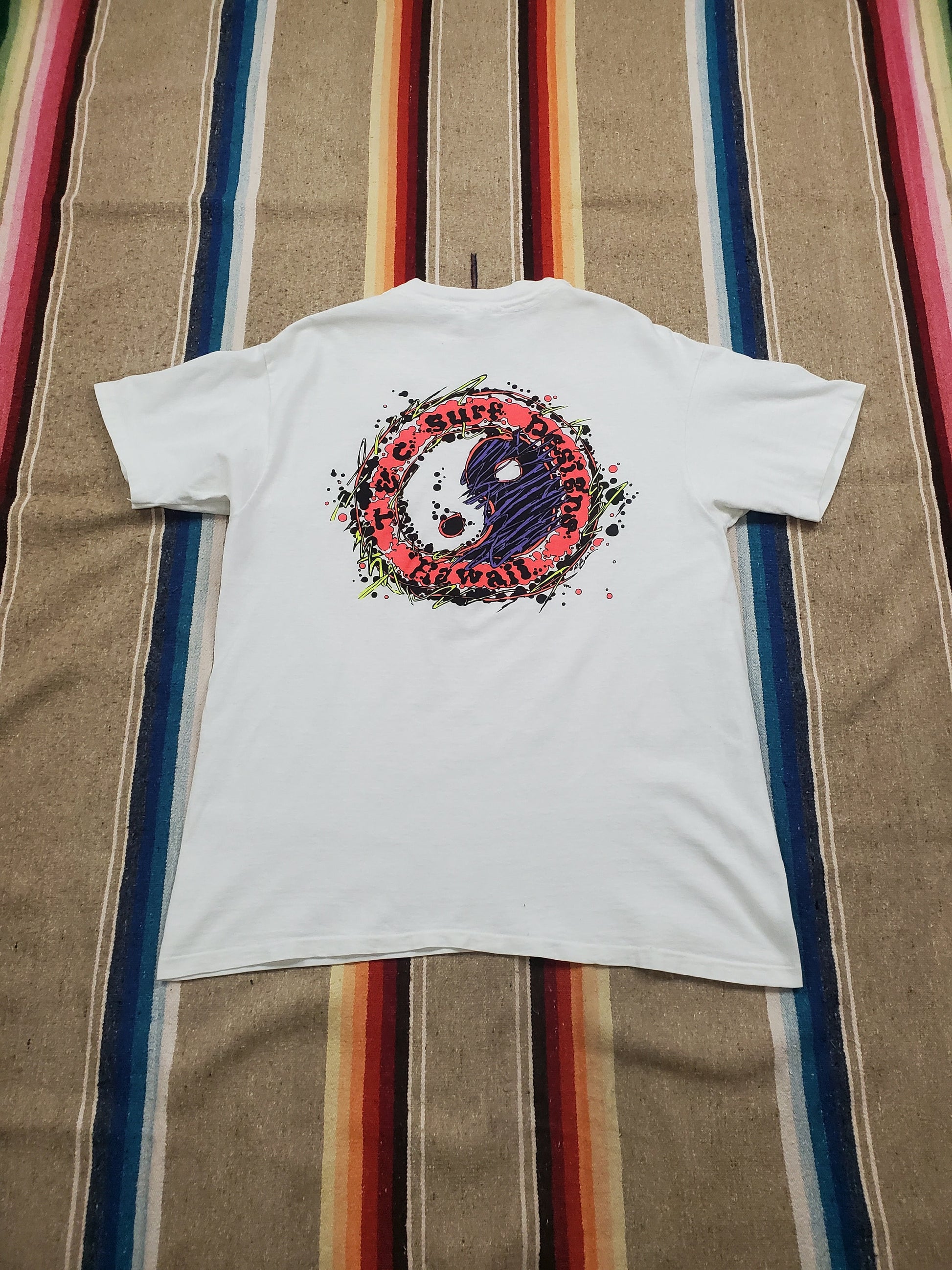 1980s Hanes T&C TC Surf Designs Hawaii Yin Yang Balance T-Shirt Made in USA Size M