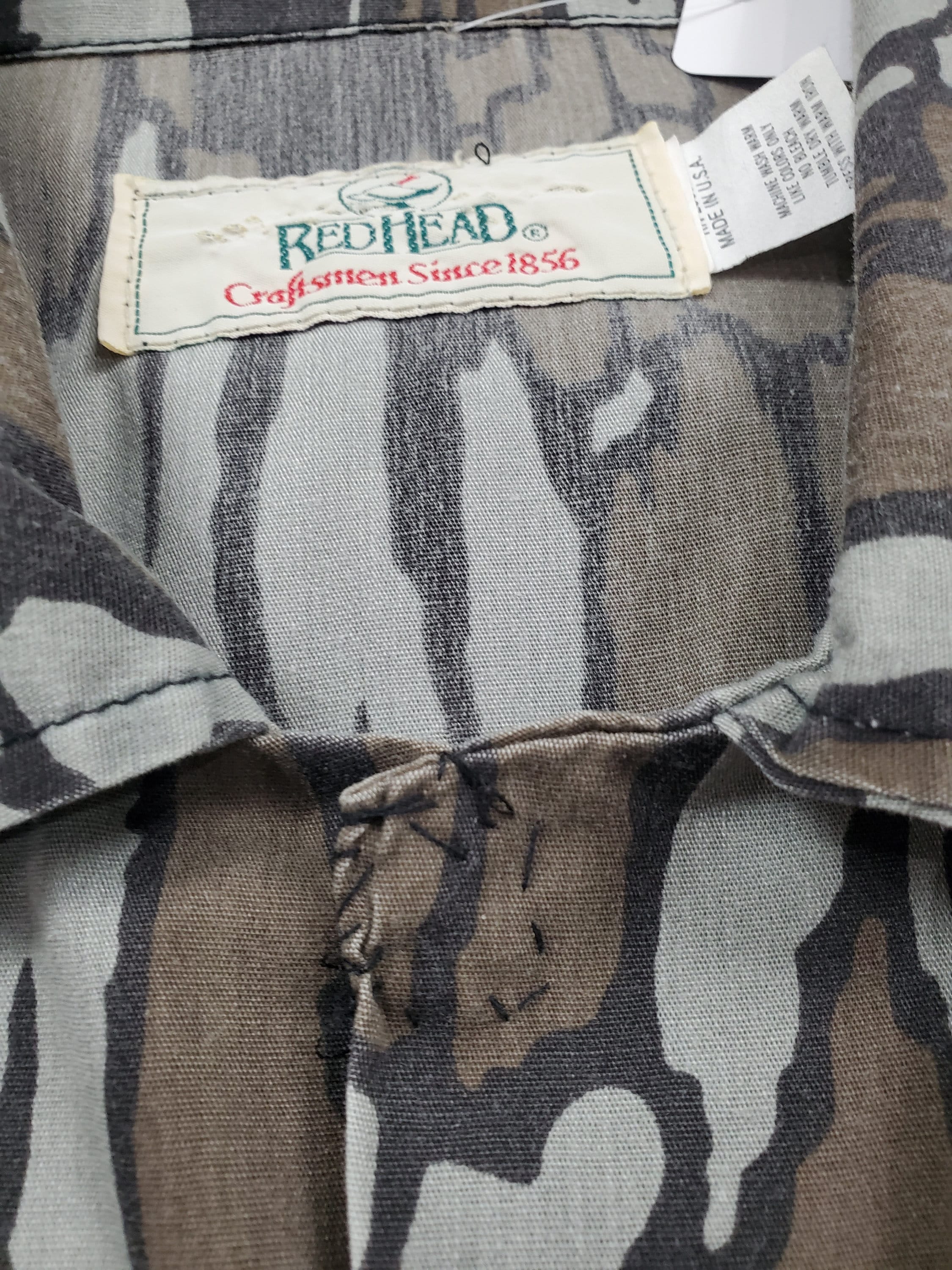 1980s/1990s RedHead Grey Trebark Camo Coveralls Made in USA Size