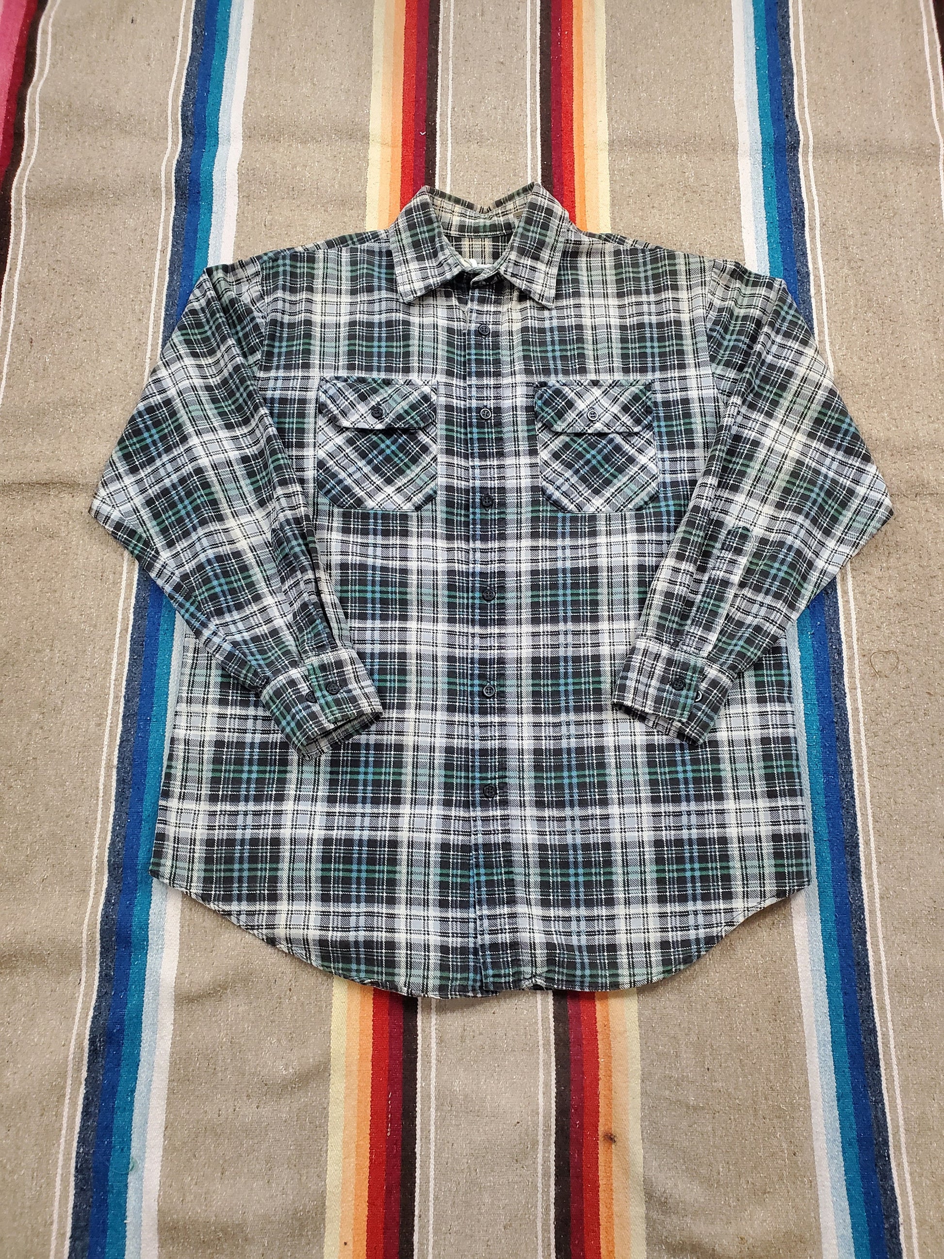 1980s Dickies Printed Cotton/Rayon Blend Flannel Shirt Size M/L