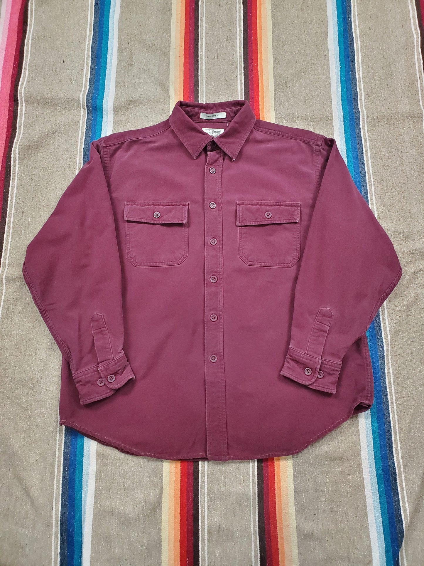 2000s LL Bean Maroon Long Sleeve Chamois Shirt Size L/XL