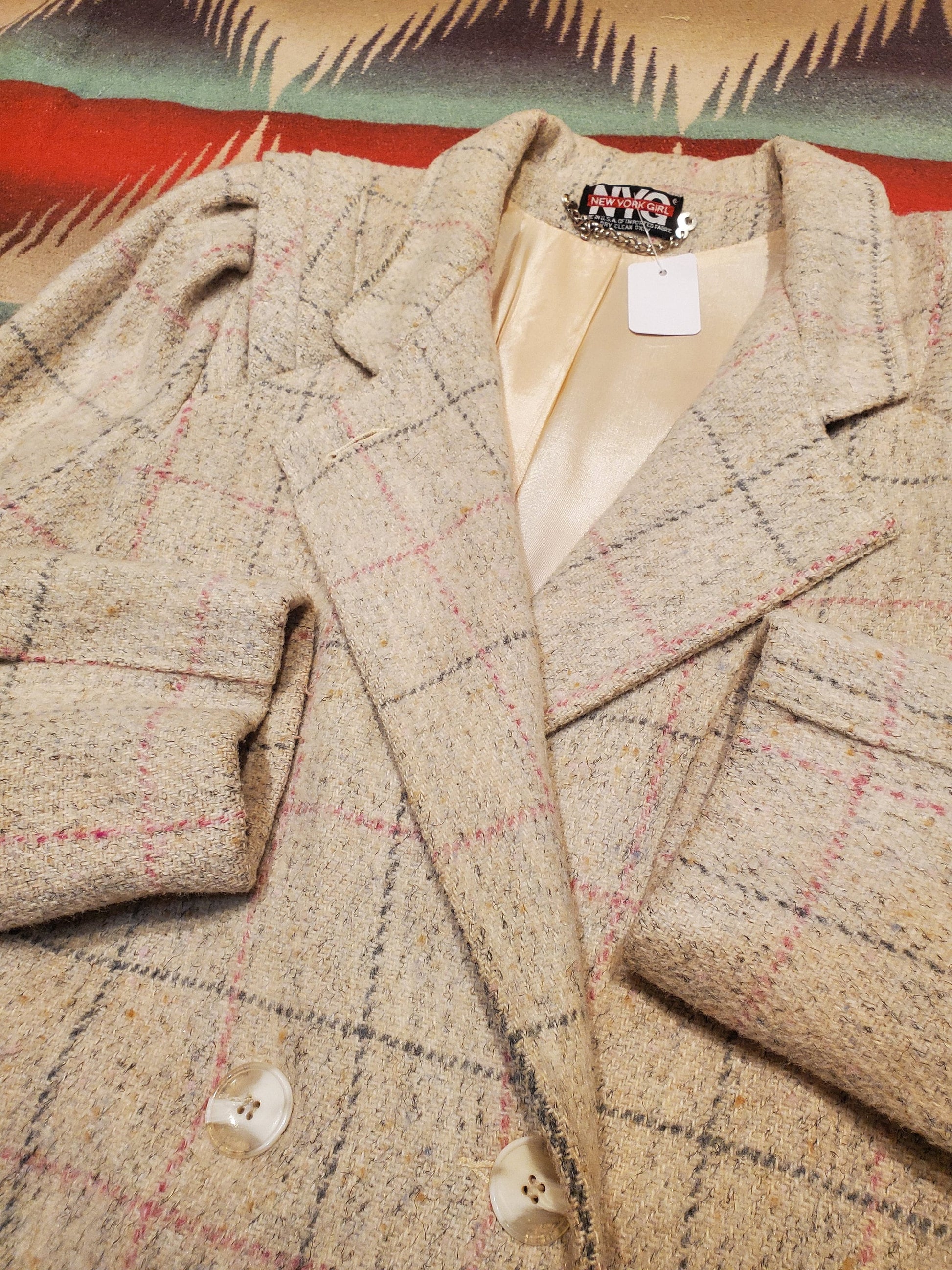 1970s NYG New York Girl Wool Jacket Coat Made in USA Women's Size XL Men's Size M/L