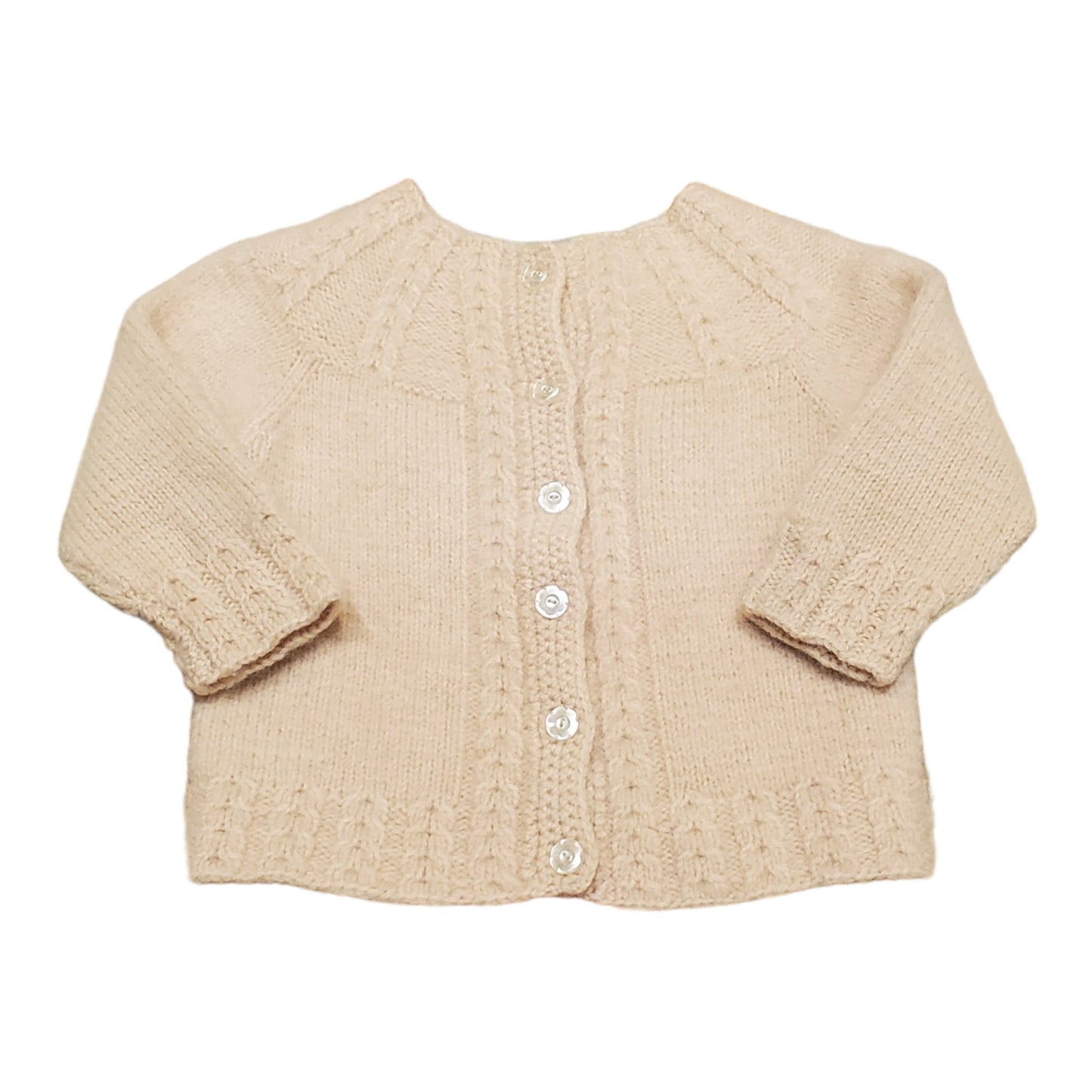 1960s/1970s Cable Knit Flower Button Cardigan Kid's Sweater