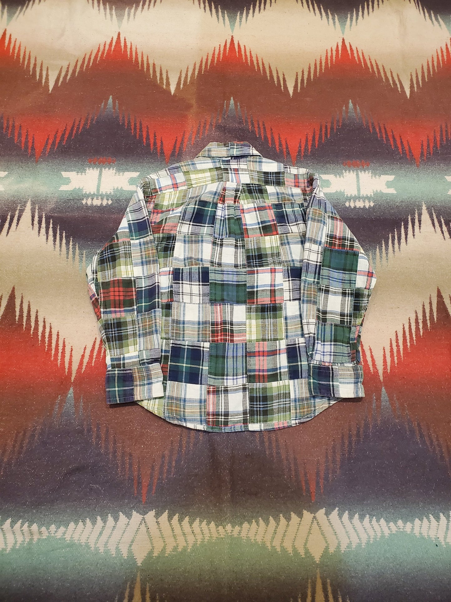 1990s Polo Ralph Lauren Patchwork Plaid Button Down Kid's Shirt