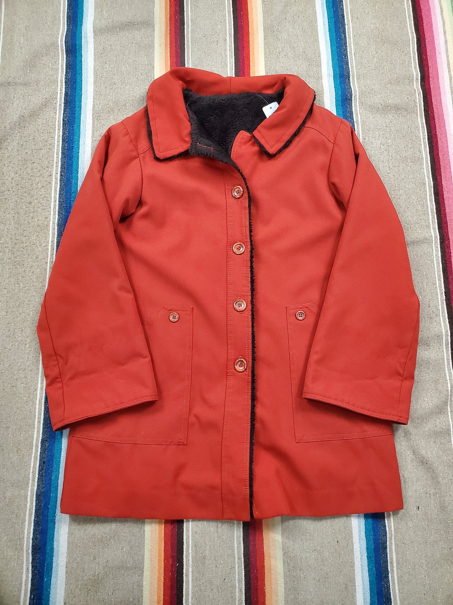 1970s/1980s Womens Fleece Lined Red Coat Women's Size L/XL