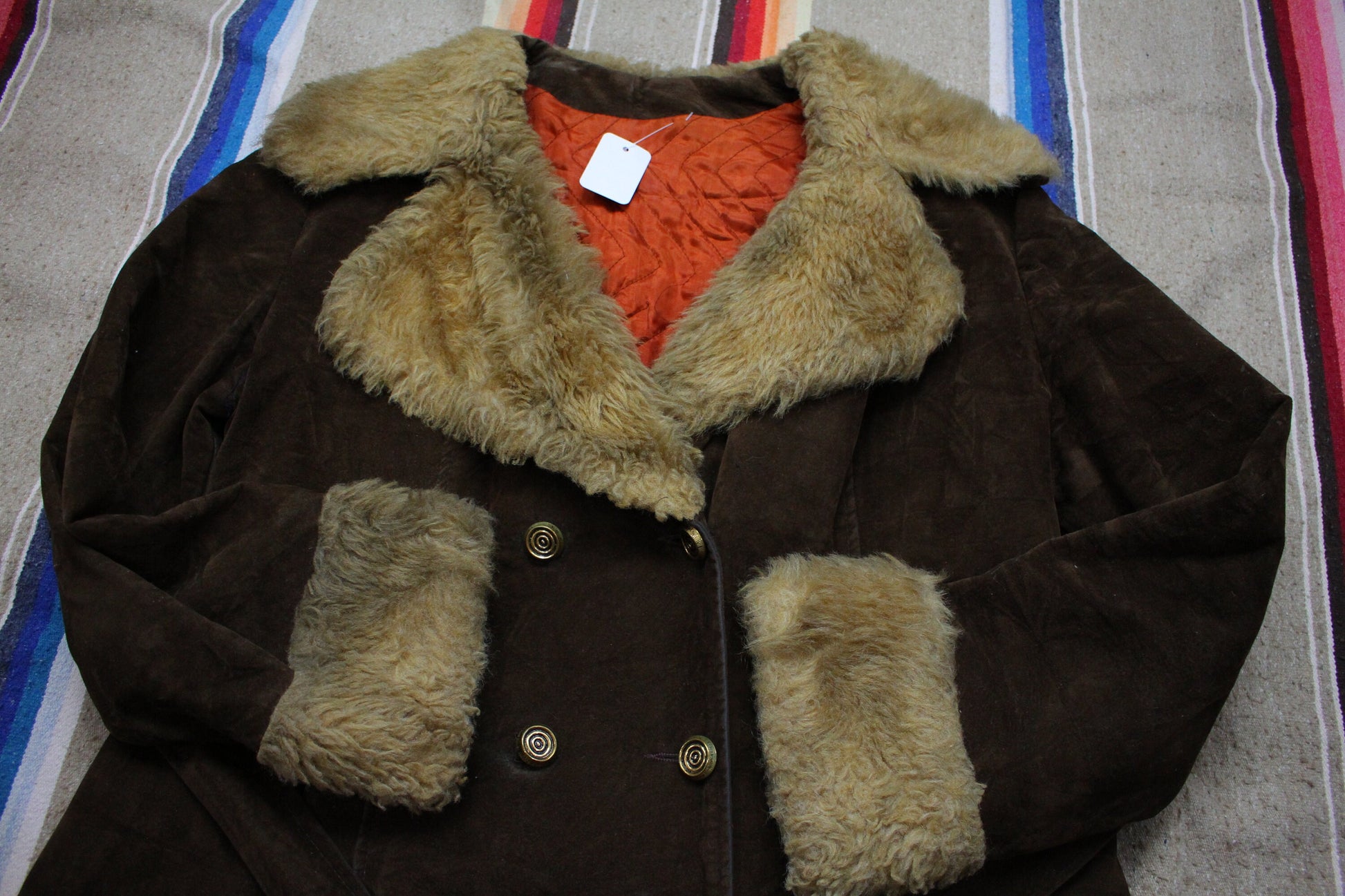 1970s Chocolate Brown Suede Penny Lane Coat Womens Size XL