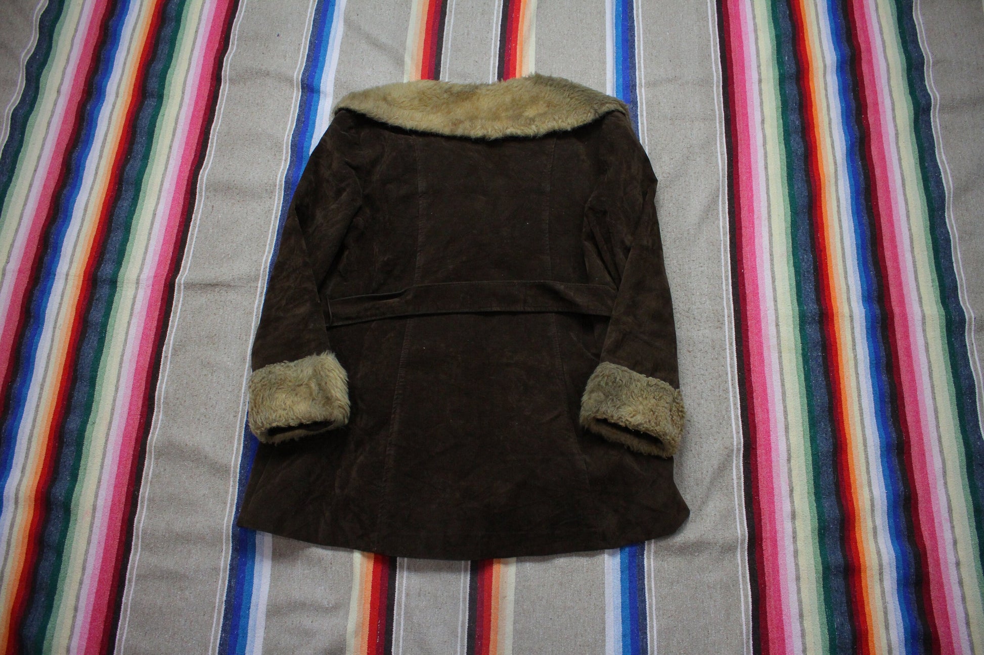 1970s Chocolate Brown Suede Penny Lane Coat Womens Size XL