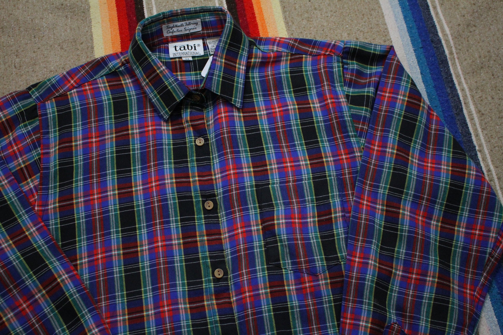 1980s/1990s Tabi International Single Needle Tailoring Plaid Shirt Women's Size M/L