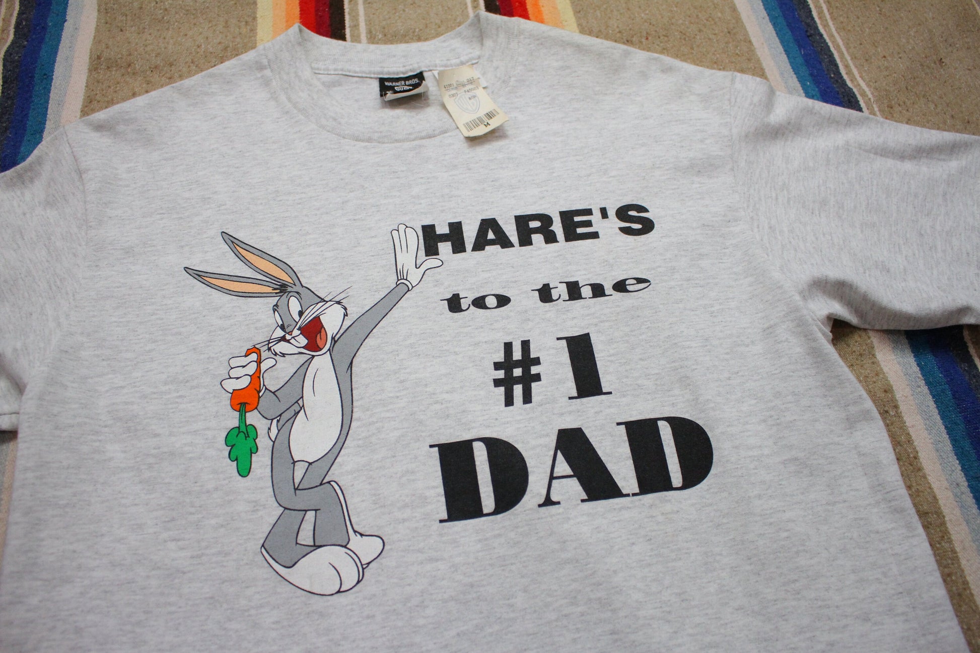 1990s 1995 NWT Warner Bros Looney Tunes Bugs Bunny Hare's to the #1 Dad T-Shirt Made in USA Size M