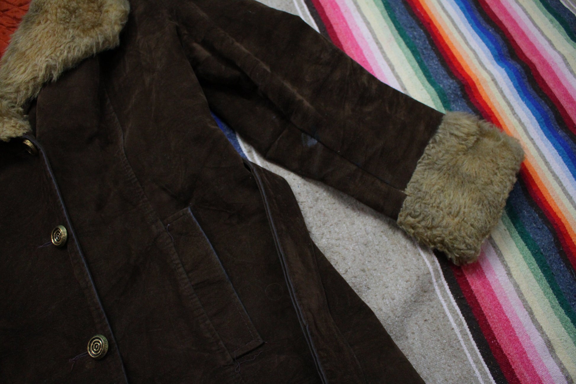 1970s Chocolate Brown Suede Penny Lane Coat Womens Size XL