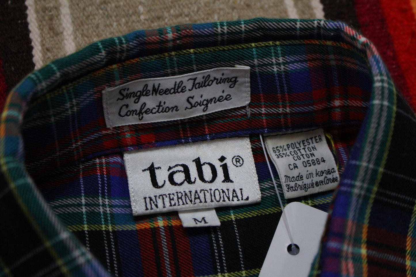 1980s/1990s Tabi International Single Needle Tailoring Plaid Shirt Women's Size M/L