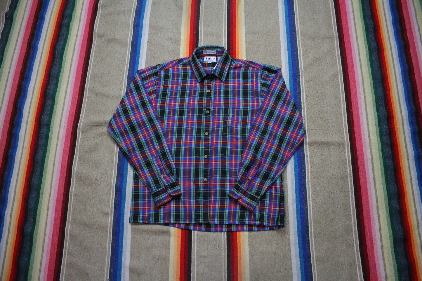 1980s/1990s Tabi International Single Needle Tailoring Plaid Shirt Women's Size M/L