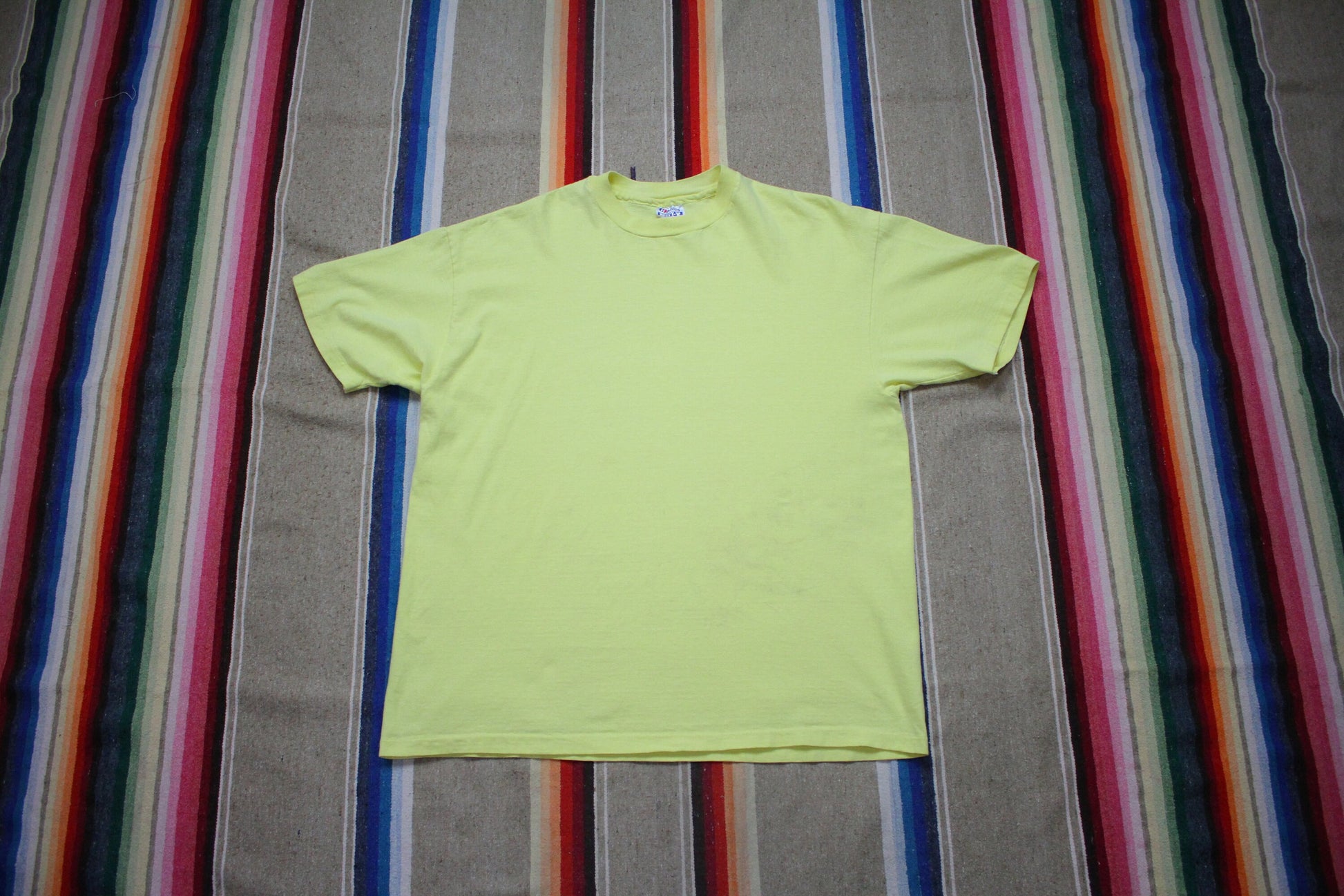 1990s Hanes Blank Yellow T-Shirt Made in USA Size XL