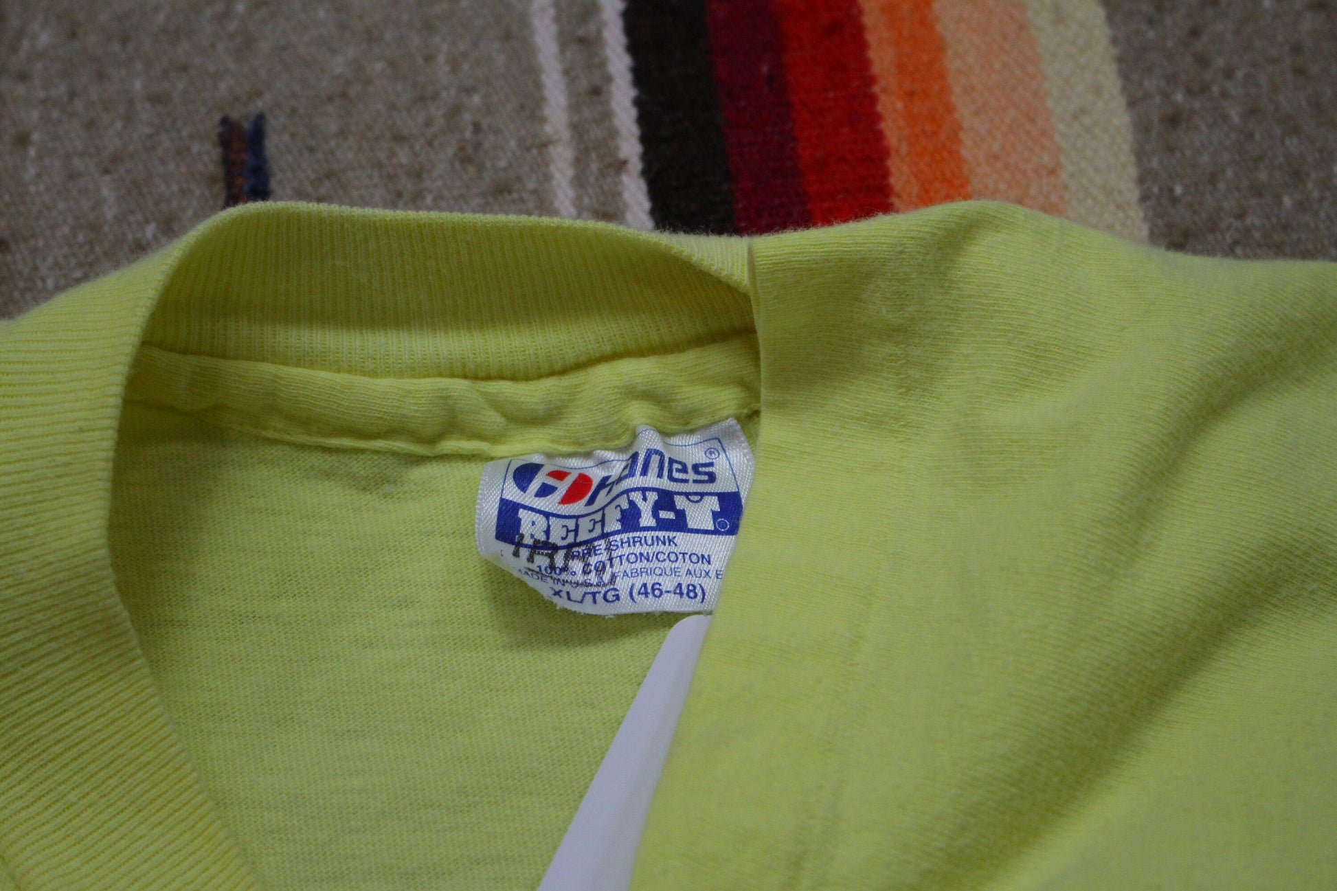 1990s Hanes Blank Yellow T-Shirt Made in USA Size XL